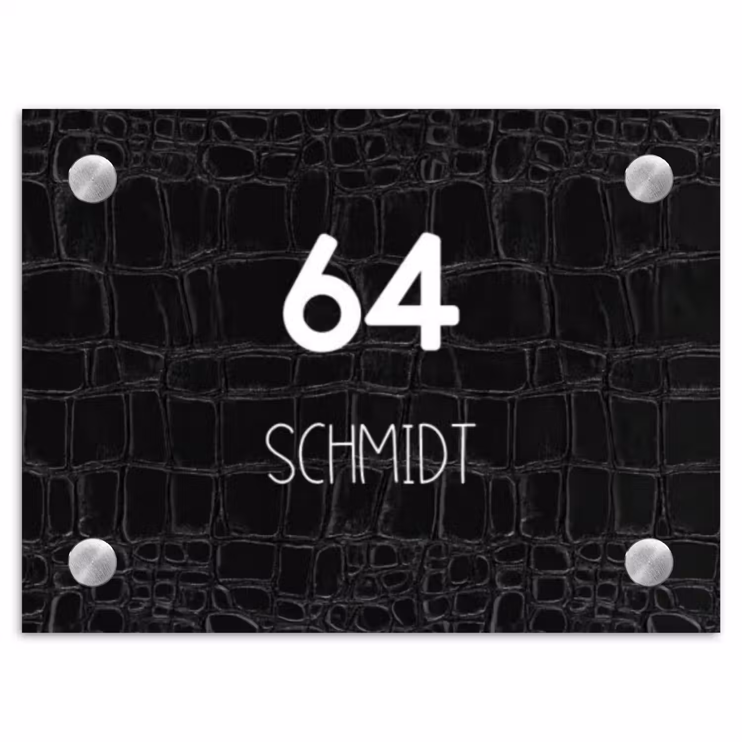 Zwart krokodillenleertextuur - Modern Naambord Rechthoek middel -3d