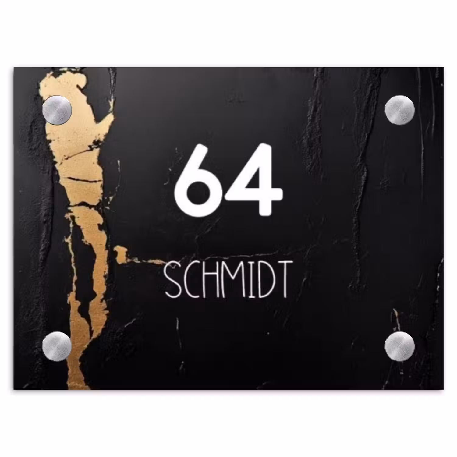 Zwart goud structuur - Modern Naambord Rechthoek middel -3d