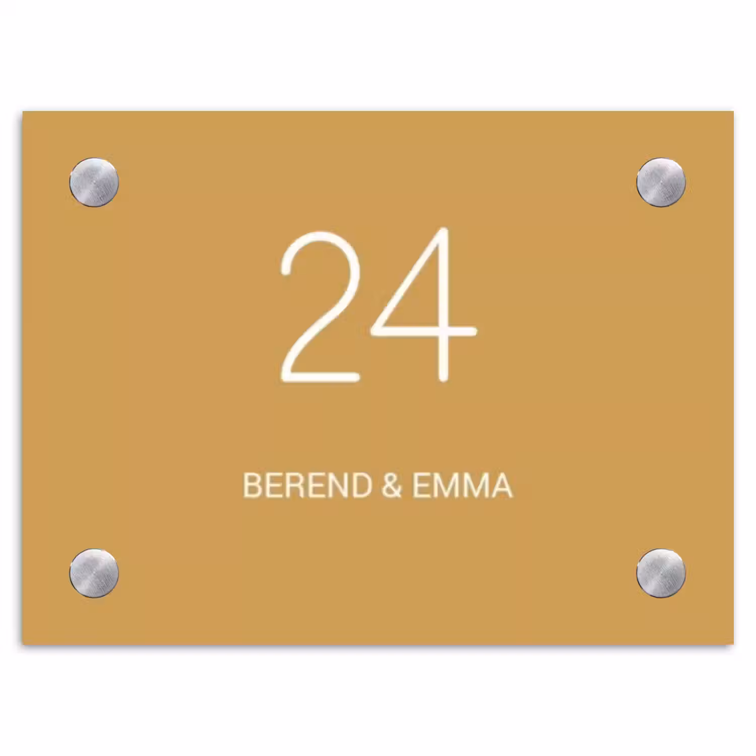 Mosterdgeel - Klassiek Naambord Rechthoek middel -3d