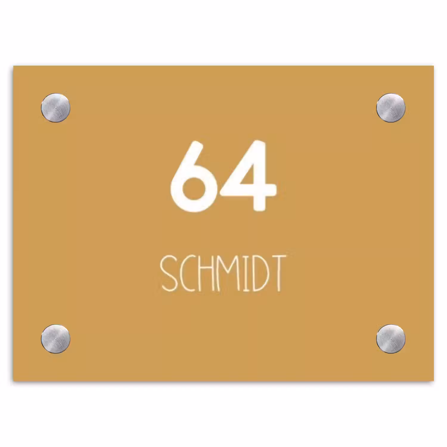 Mosterdgeel - Modern Naambord Rechthoek middel -3d
