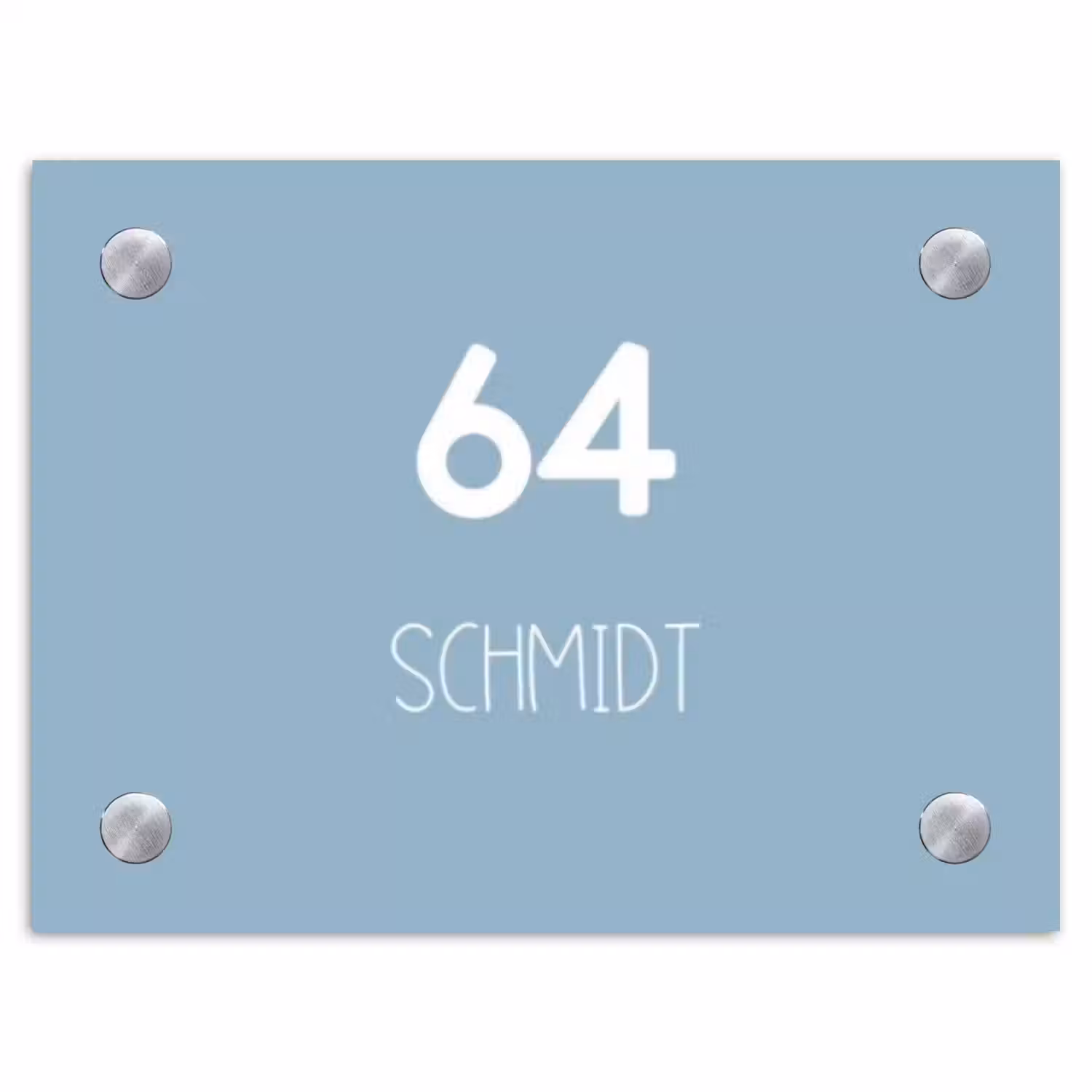 Effen - Lichtblauw - Modern Naambord Rechthoek middel -3d