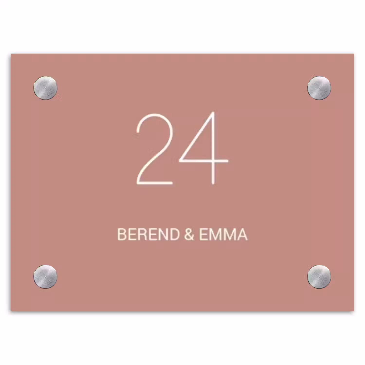 Effen oudroze - Klassiek Naambord Rechthoek middel -3d