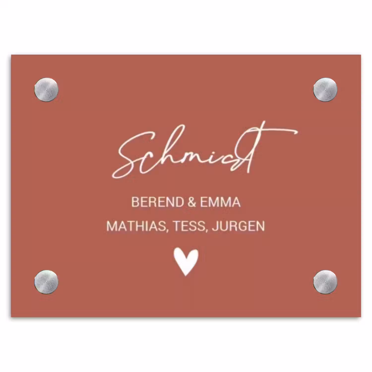 Terracotta - Sierlijk Naambord Rechthoek middel -3d