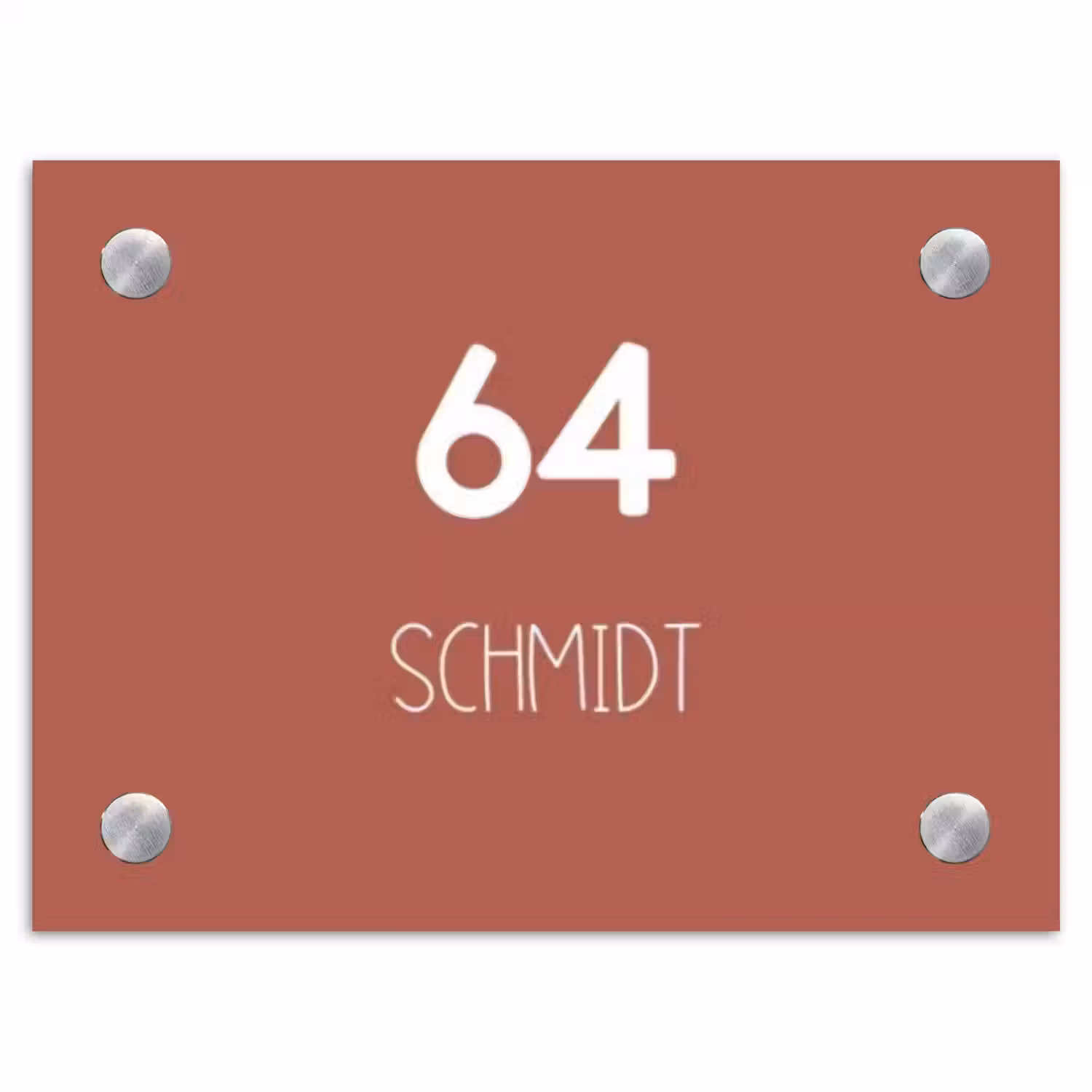 Terracotta - Modern Naambord Rechthoek middel -3d