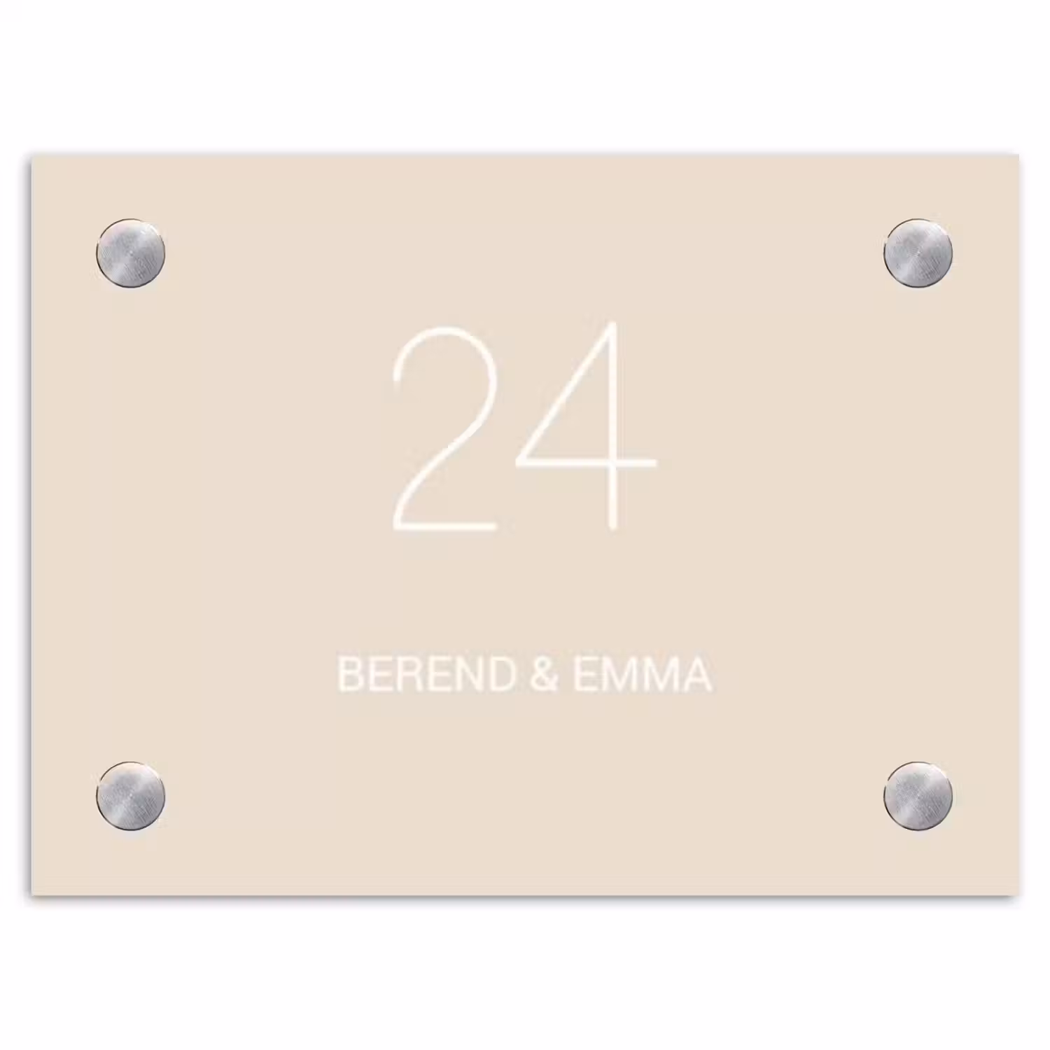 Effen - Beige - Klassiek Naambord Rechthoek middel -3d