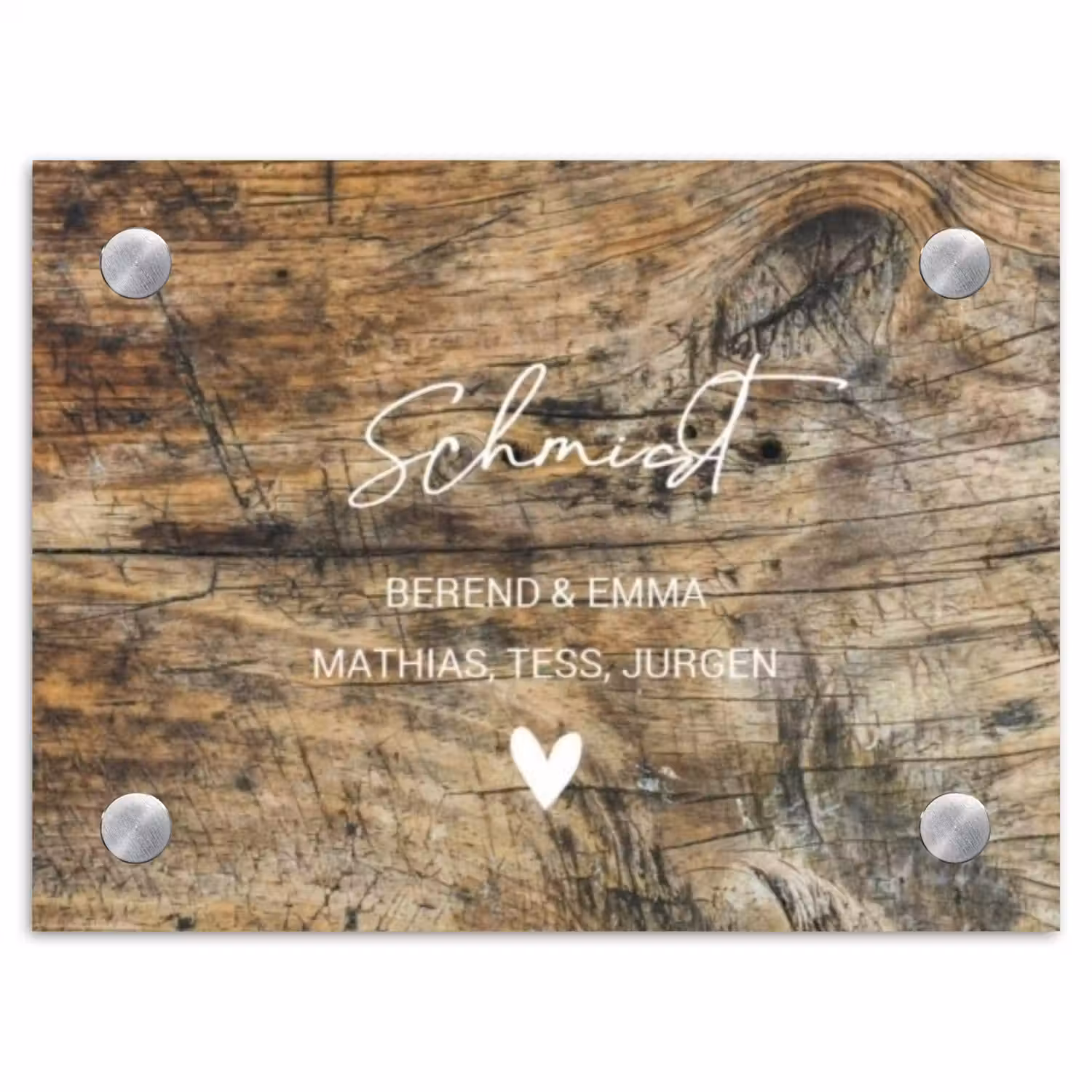 Verweerd hout - Sierlijk Naambord Rechthoek middel -3d
