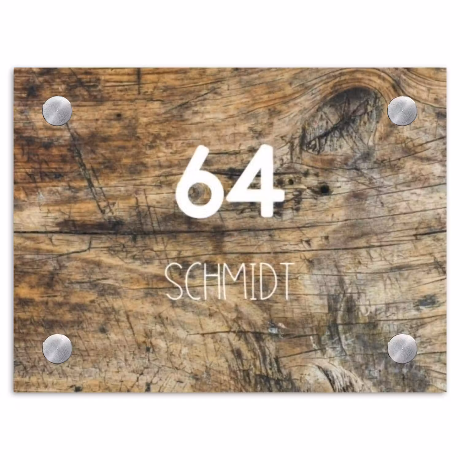 Verweerd hout - Modern Naambord Rechthoek middel -3d
