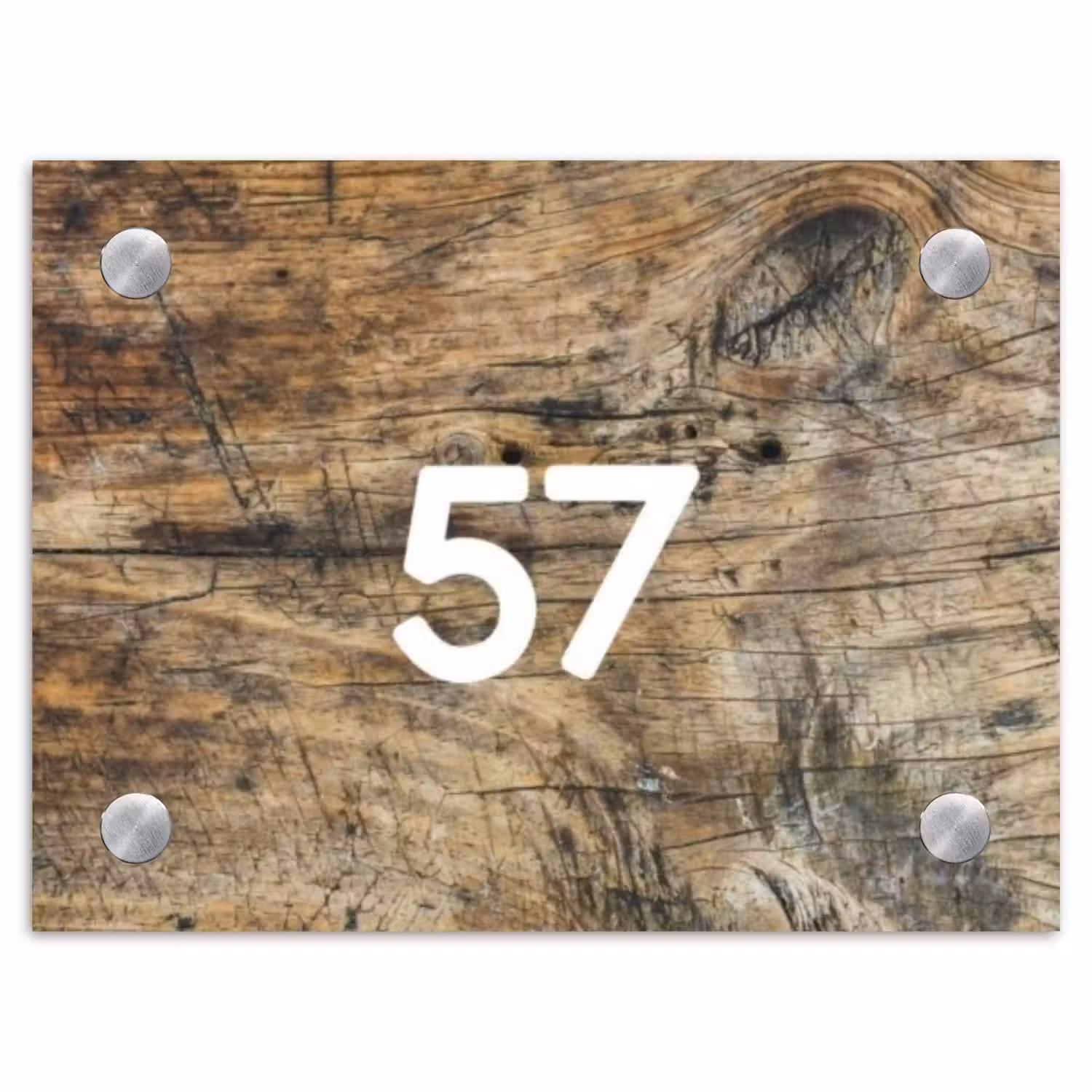 Verweerd hout - Traditioneel Naambord Rechthoek middel -3d