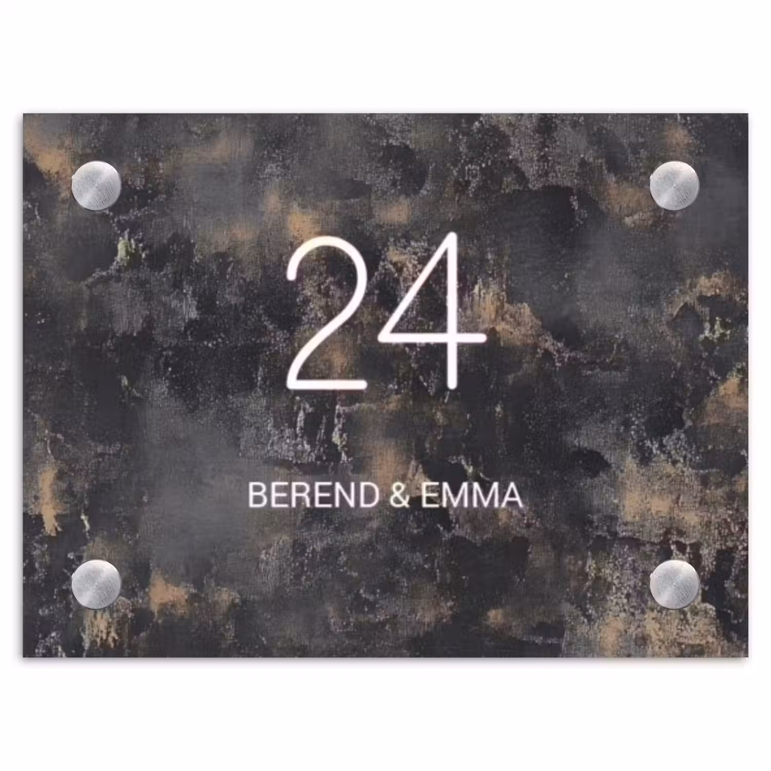 Verweerd metaal - Klassiek Naambord Rechthoek middel -3d
