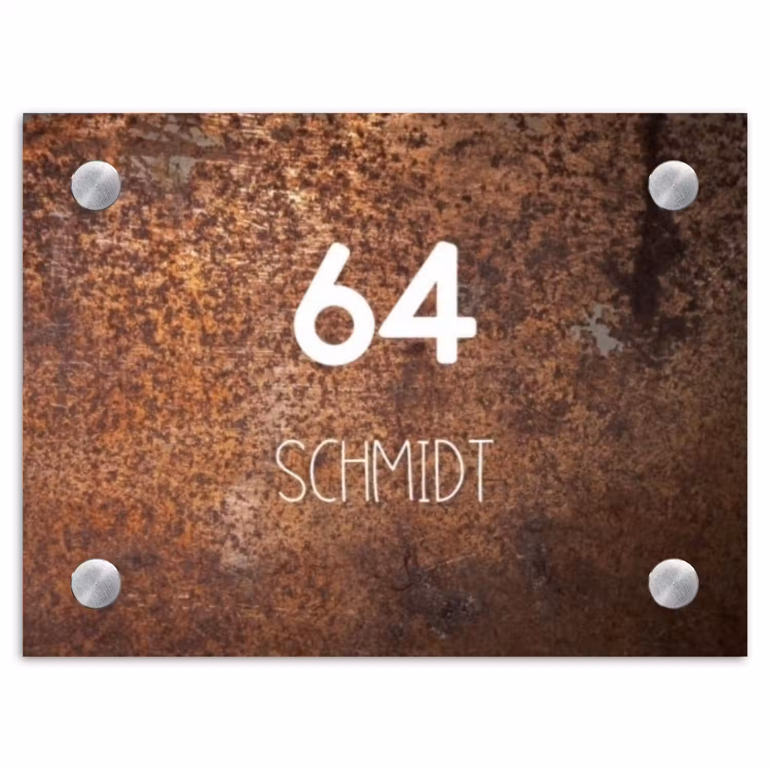 Verweerd metaal - Modern Naambord Rechthoek middel -3d