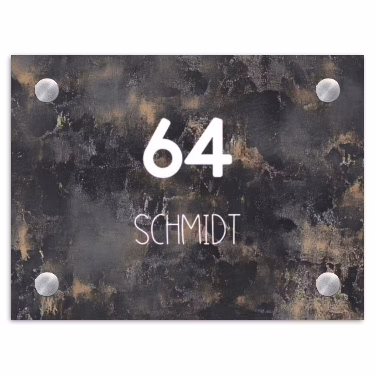 Verweerd metaal - Modern Naambord Rechthoek middel -3d
