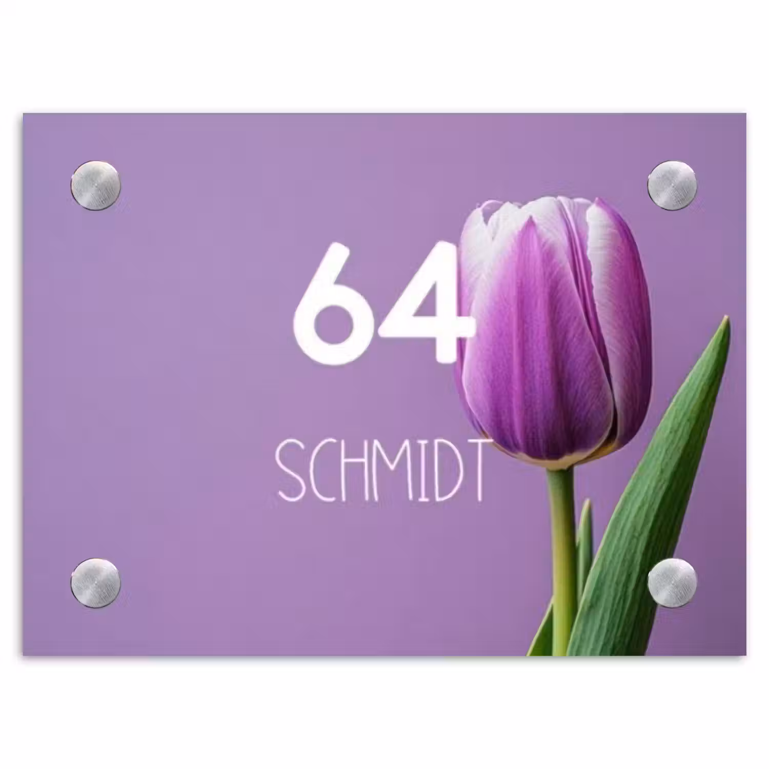 Paarse tulp - Modern Naambord Rechthoek middel -3d
