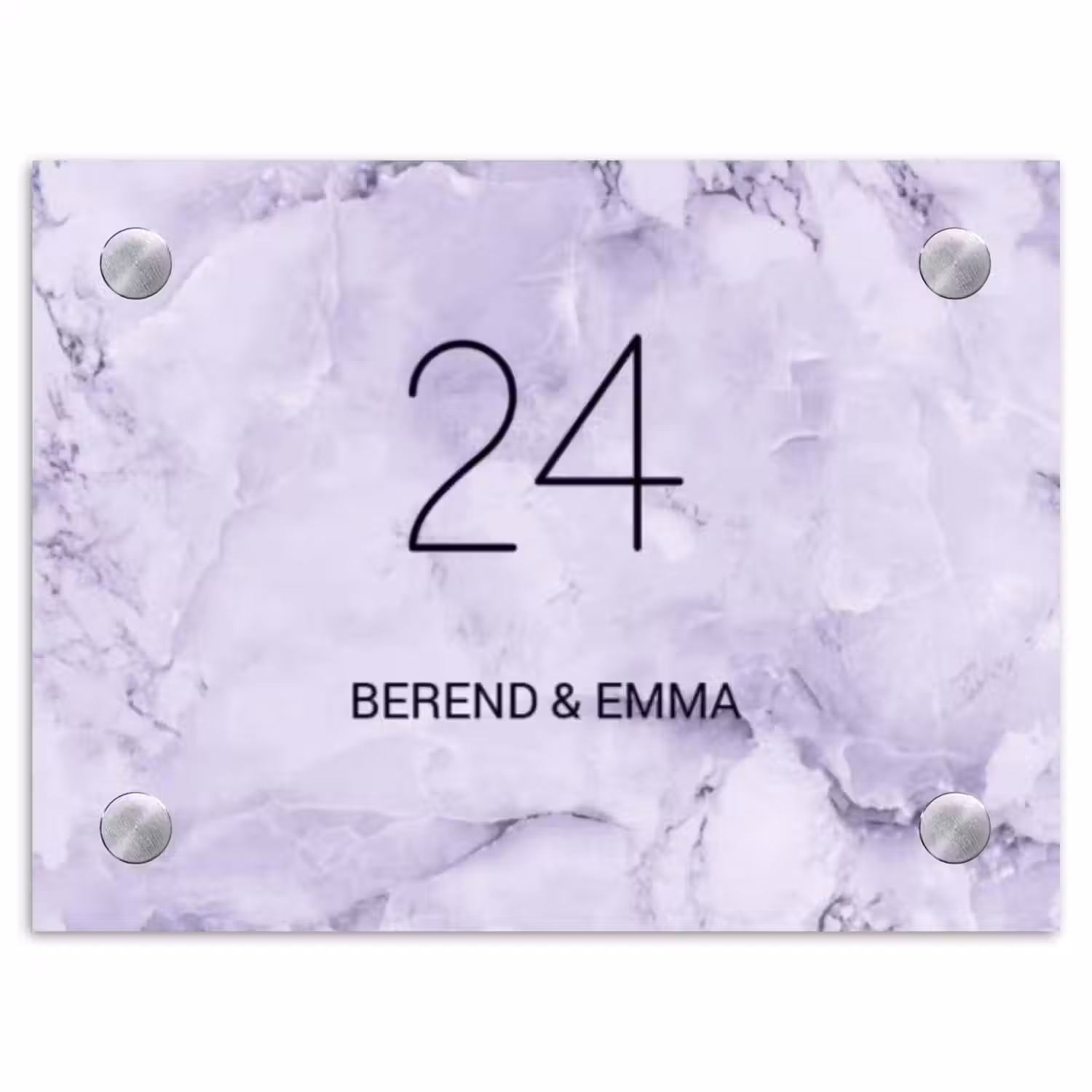 Paars marmer - Klassiek Naambord Rechthoek middel -3d