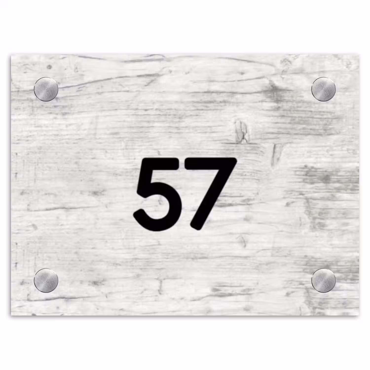 Witgrijs hout - Traditioneel Naambord Rechthoek middel -3d