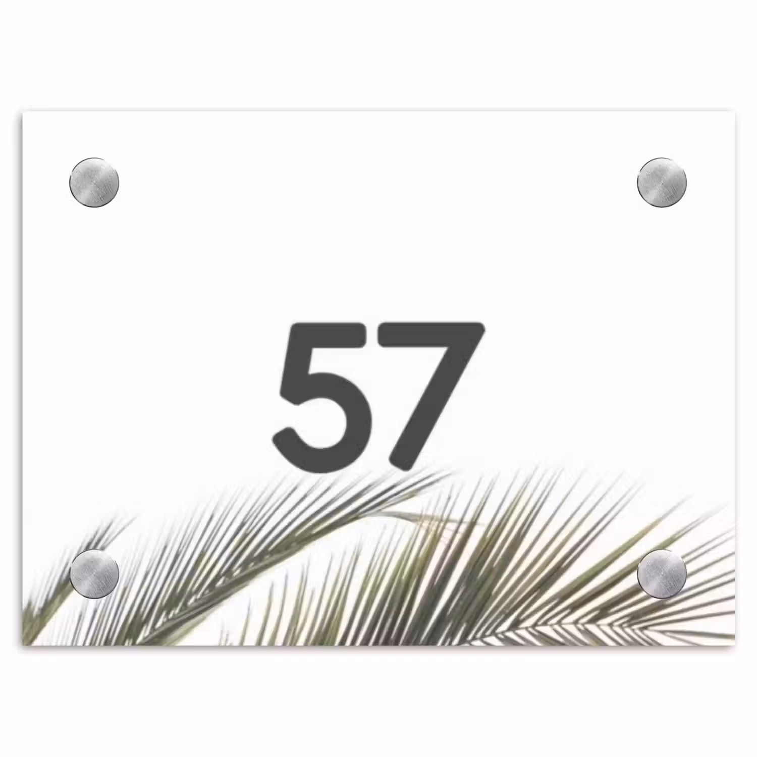 Wit met palmblad - Traditioneel Naambord Rechthoek middel -3d
