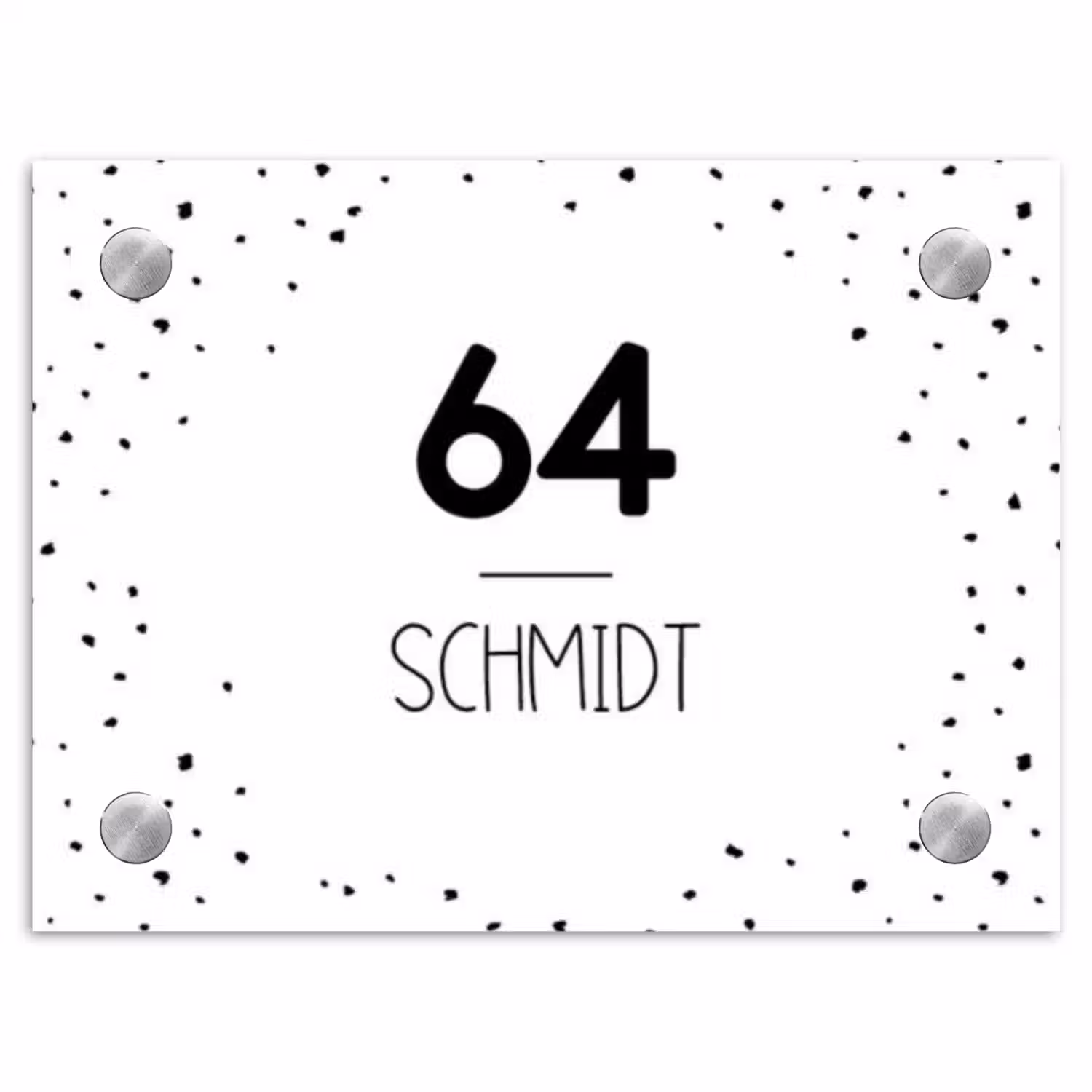 Wit met stippen - Modern Naambord Rechthoek middel -3d