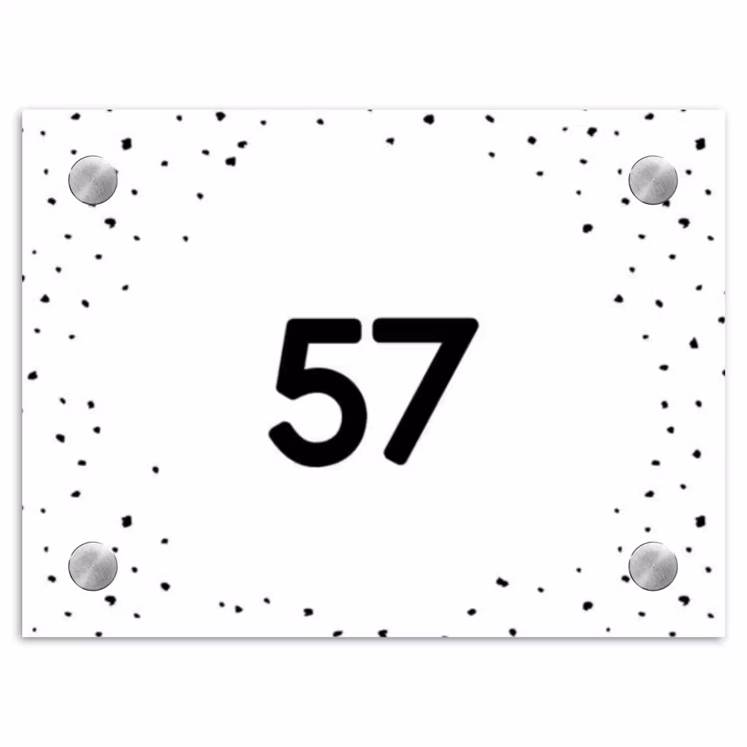 Wit met stippen - Traditioneel Naambord Rechthoek middel -3d