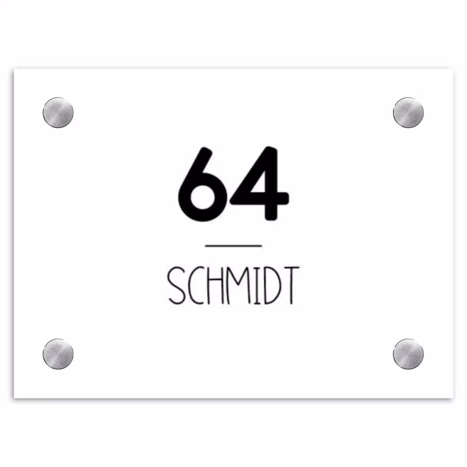 Wit vlak - Modern Naambord Rechthoek middel -3d