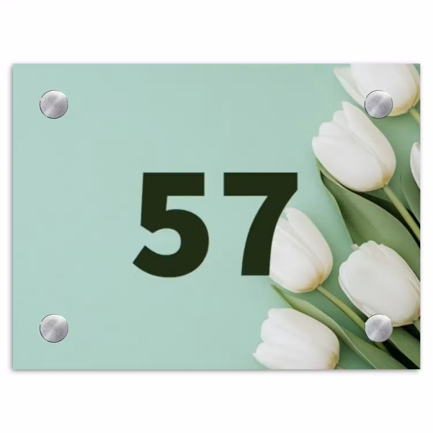 Witte tulpen - Traditioneel Naambord Rechthoek middel -3d