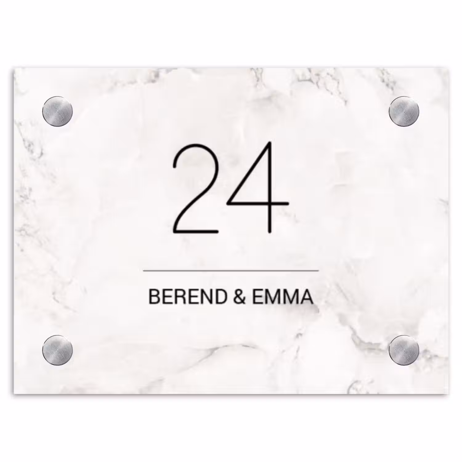 Wit marmer - Klassiek Naambord Rechthoek middel -3d