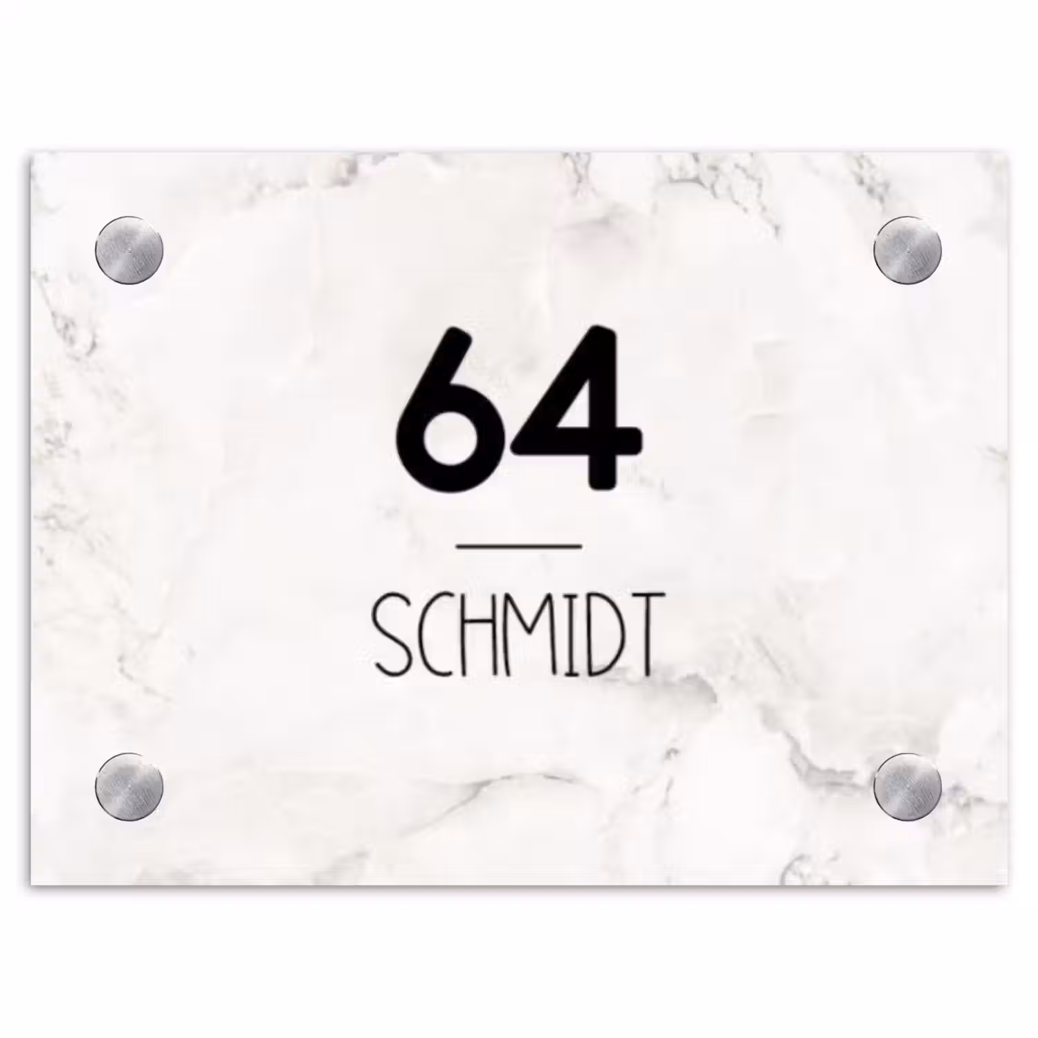 Wit marmer - Modern Naambord Rechthoek middel -3d