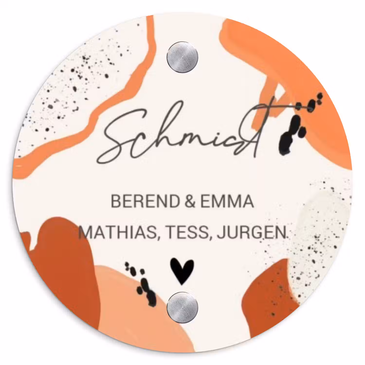 Abstract oranje - Sierlijk Naambord Rond klein -3d