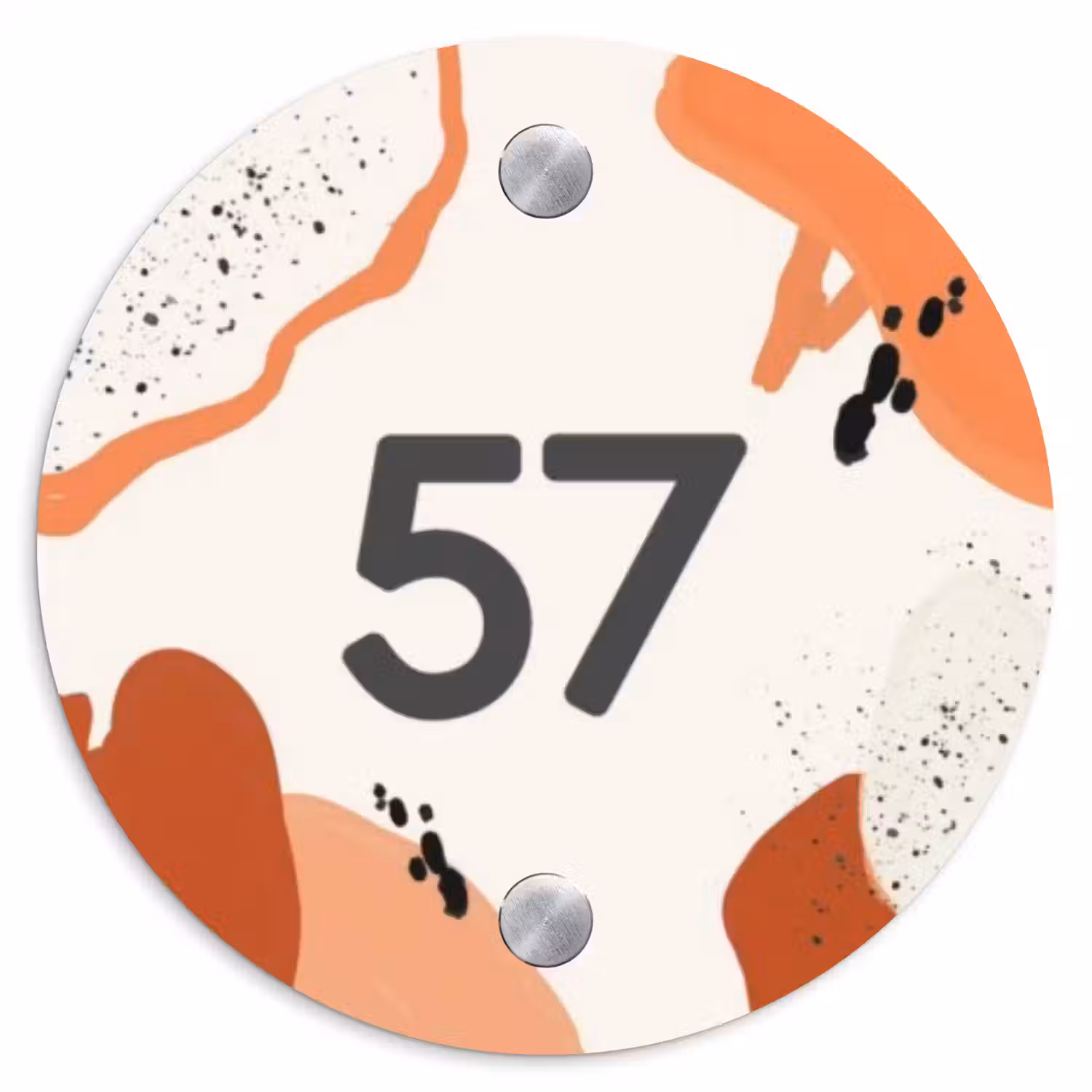 Abstract oranje - Traditioneel Naambord Rond klein -3d