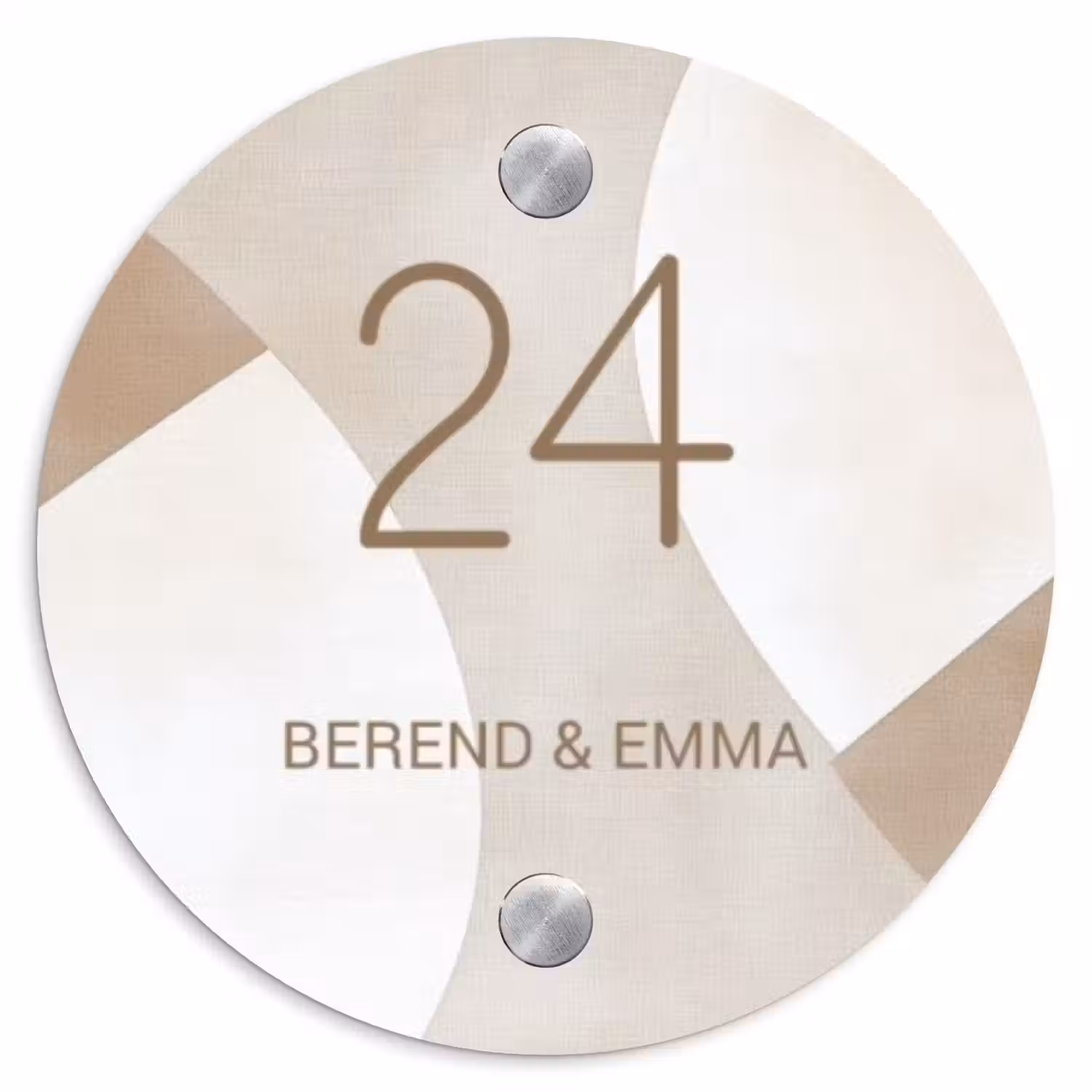Abstract beige - Klassiek Naambord Rond klein -3d