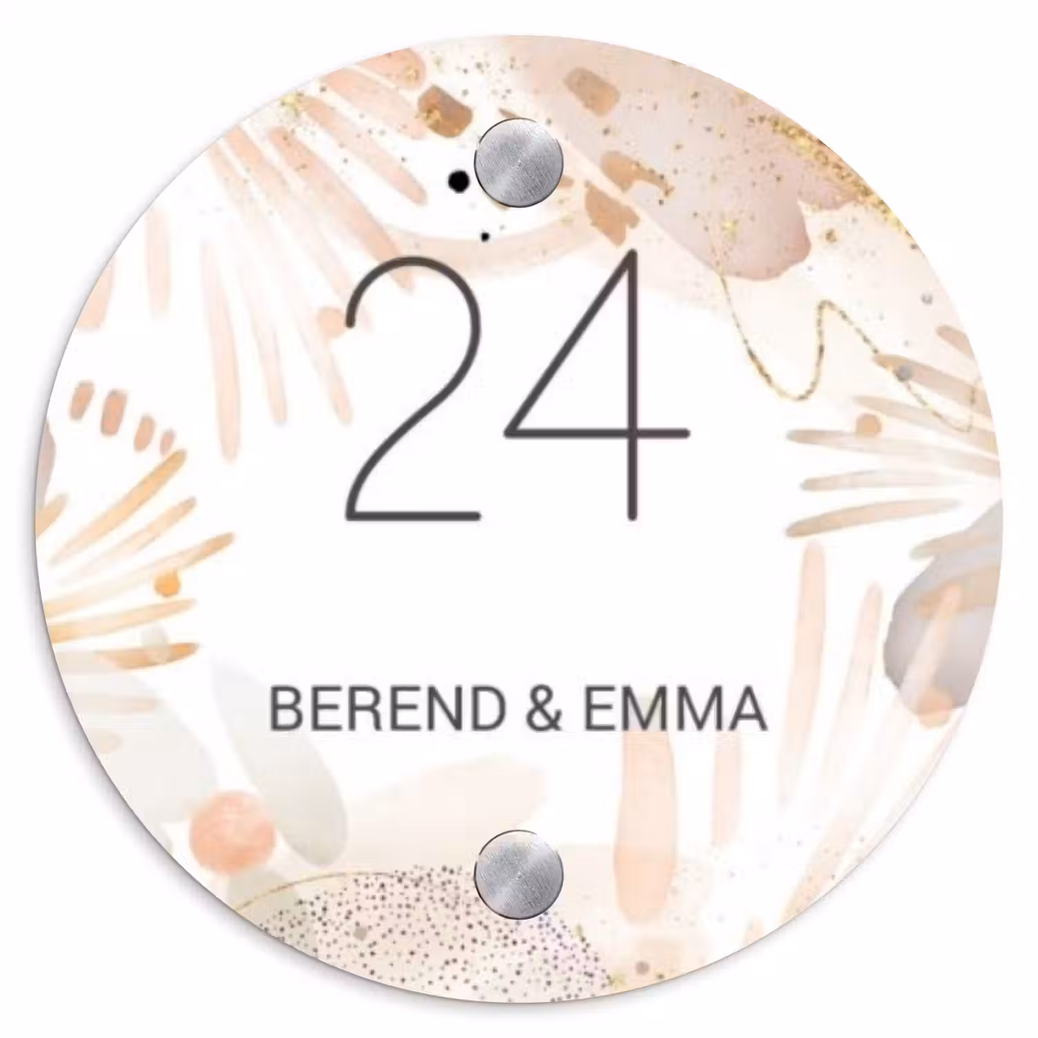 Abstract beige - Klassiek Naambord Rond klein -3d