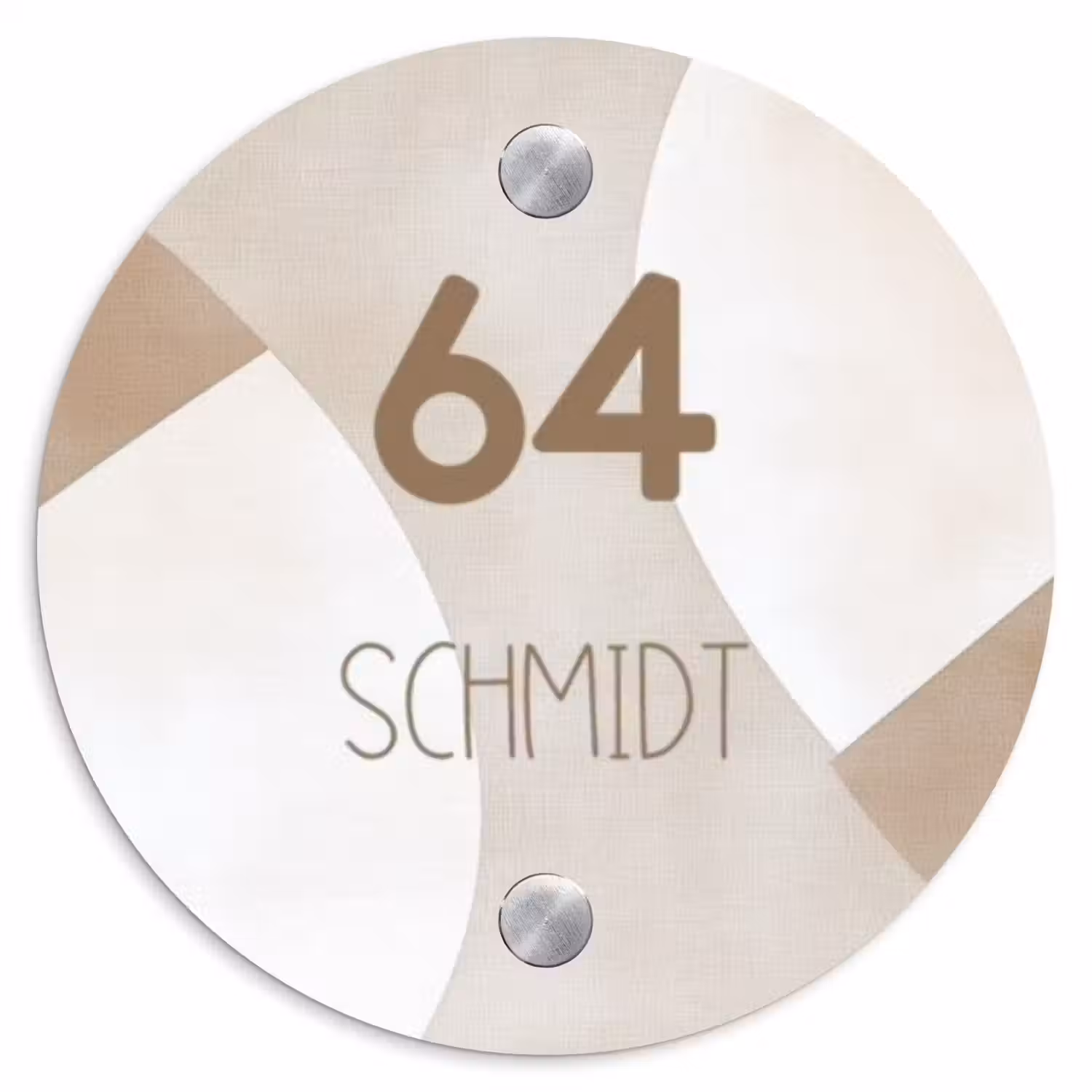 Abstract beige - Modern Naambord Rond klein -3d