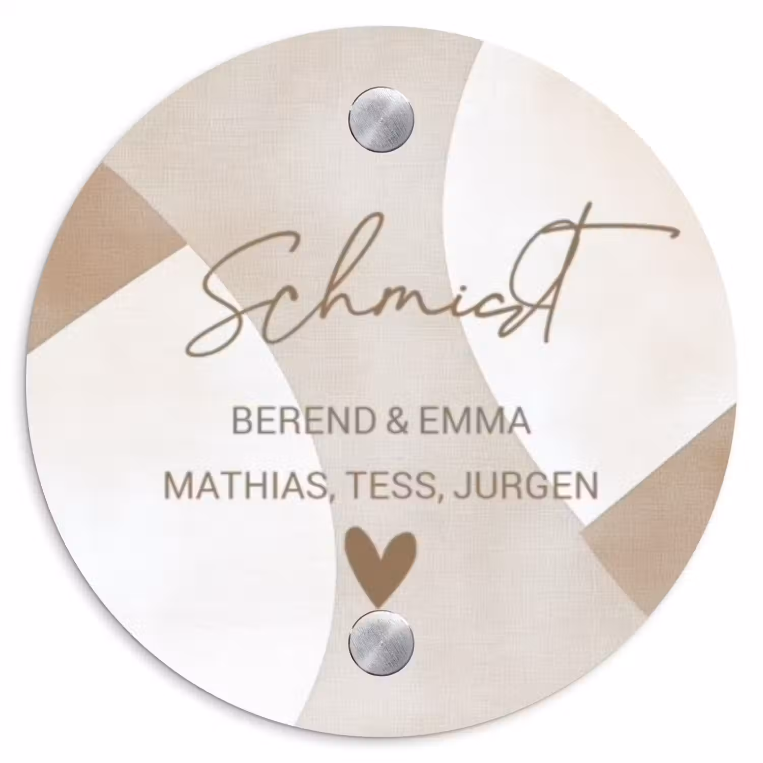 Abstract beige - Sierlijk Naambord Rond klein -3d