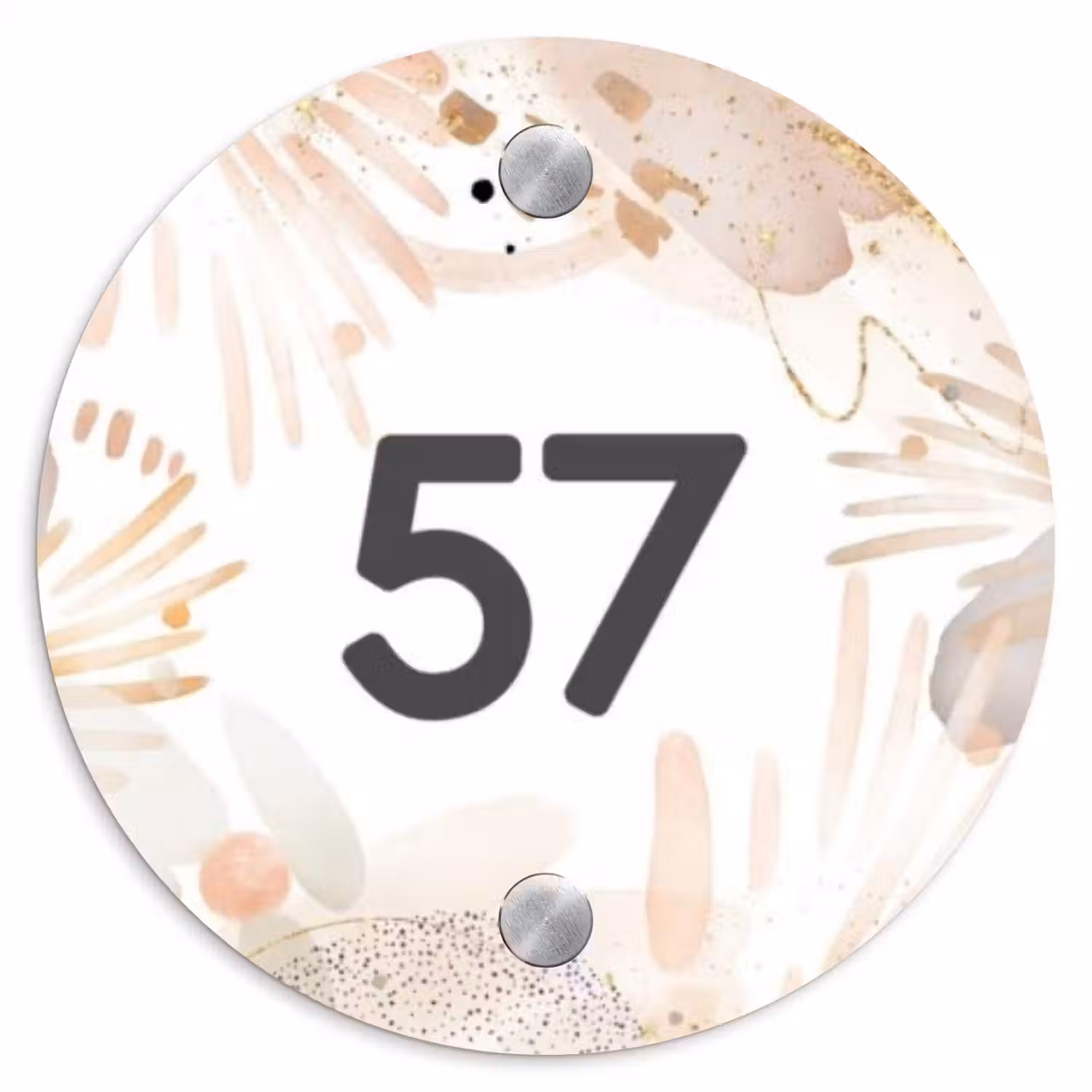 Abstract beige - Traditioneel Naambord Rond klein -3d