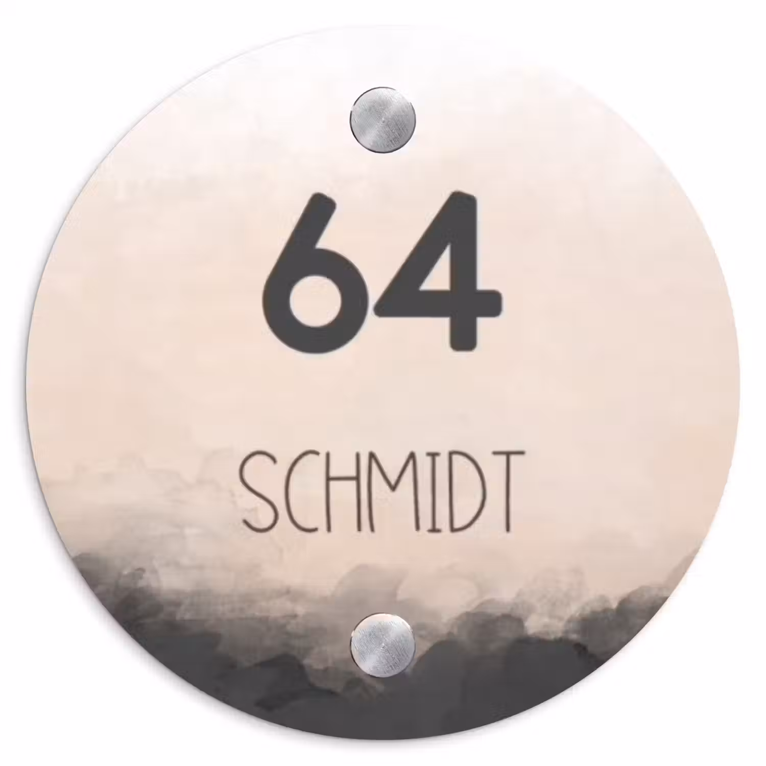 Aquarel - Beige - Modern Naambord Rond klein -3d
