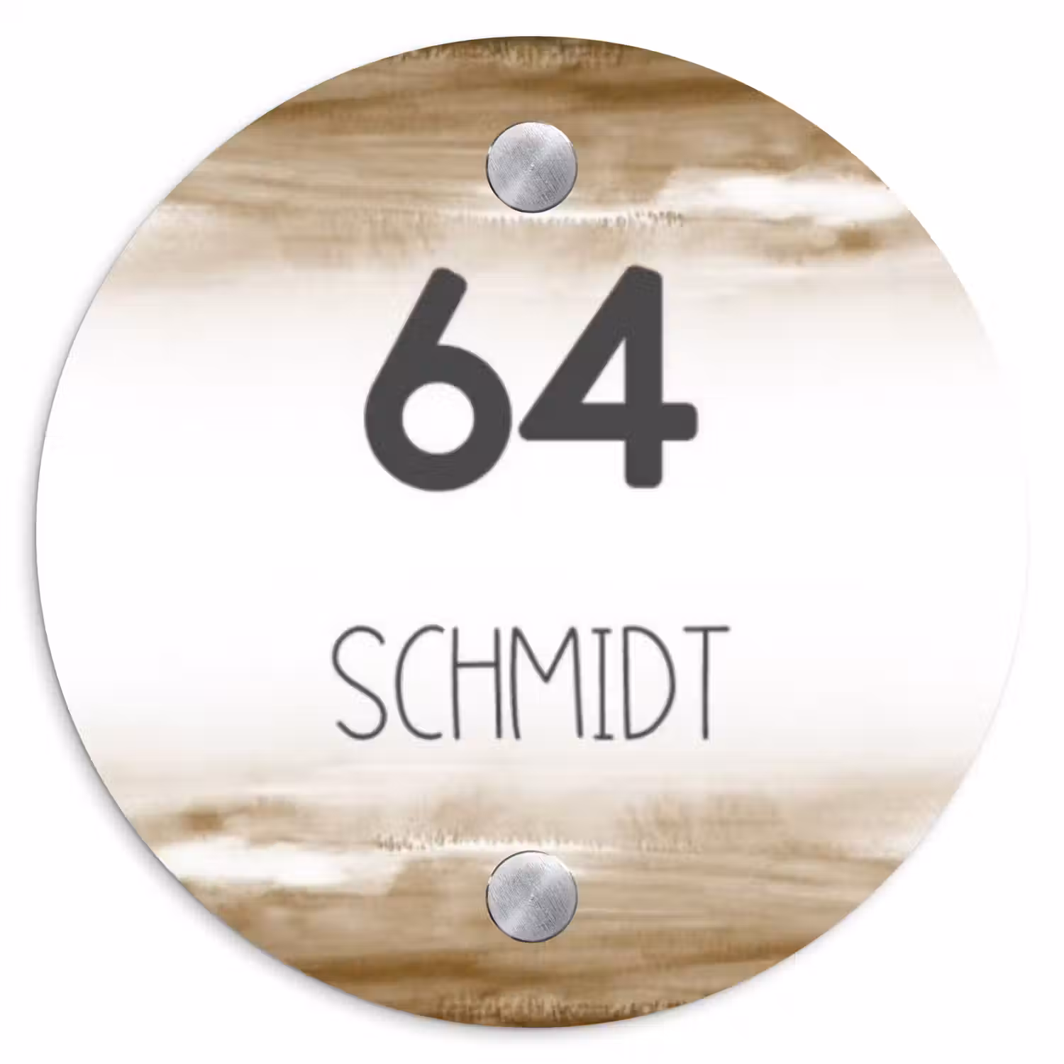 Aquarelachtergrond - Bruin - Modern Naambord Rond klein -3d