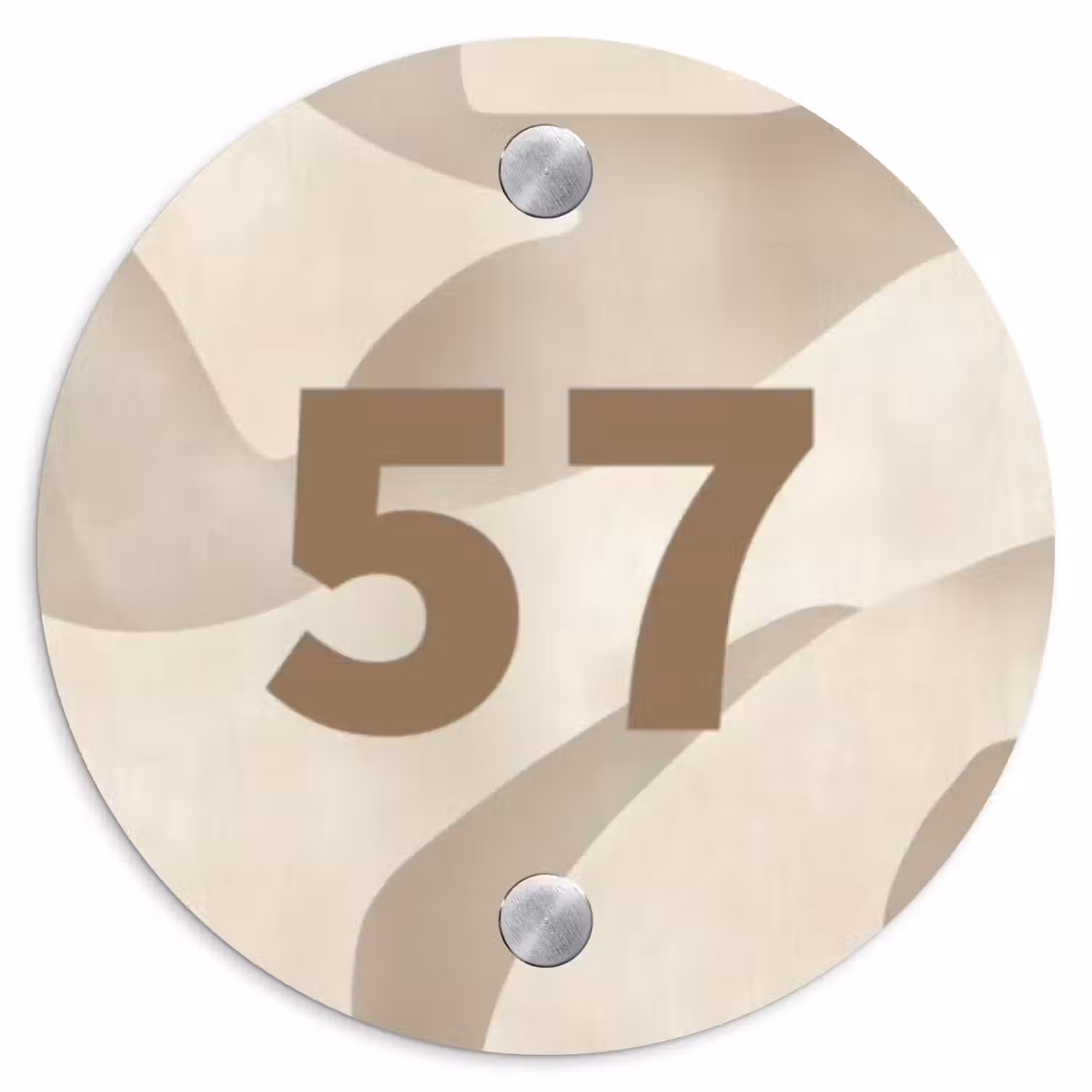 Beige organisch - Traditioneel Naambord Rond klein -3d