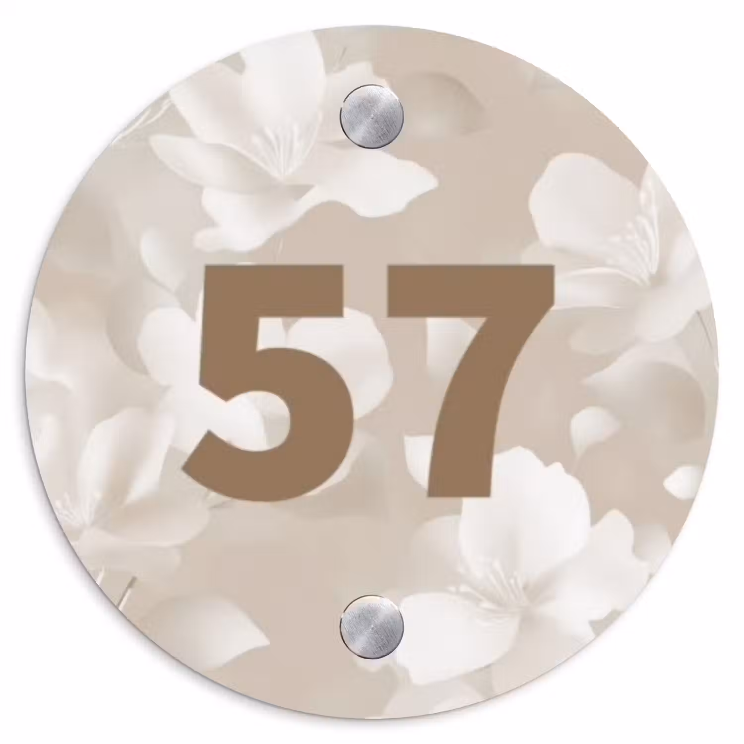 Beigefarbene Blumen - Traditionell Naambord Rond klein -3d