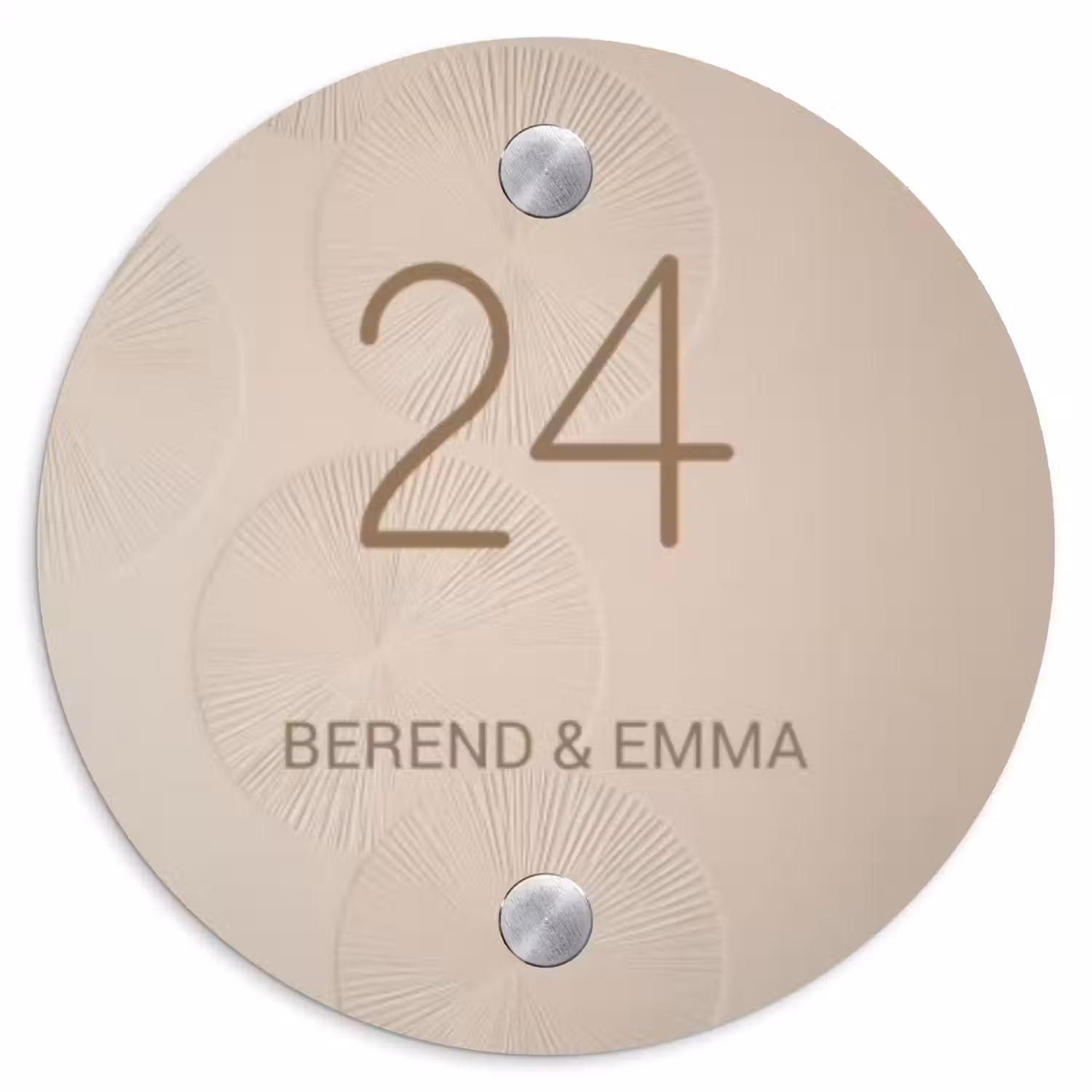 Beige reliëf lijnen - Klassiek Naambord Rond klein -3d