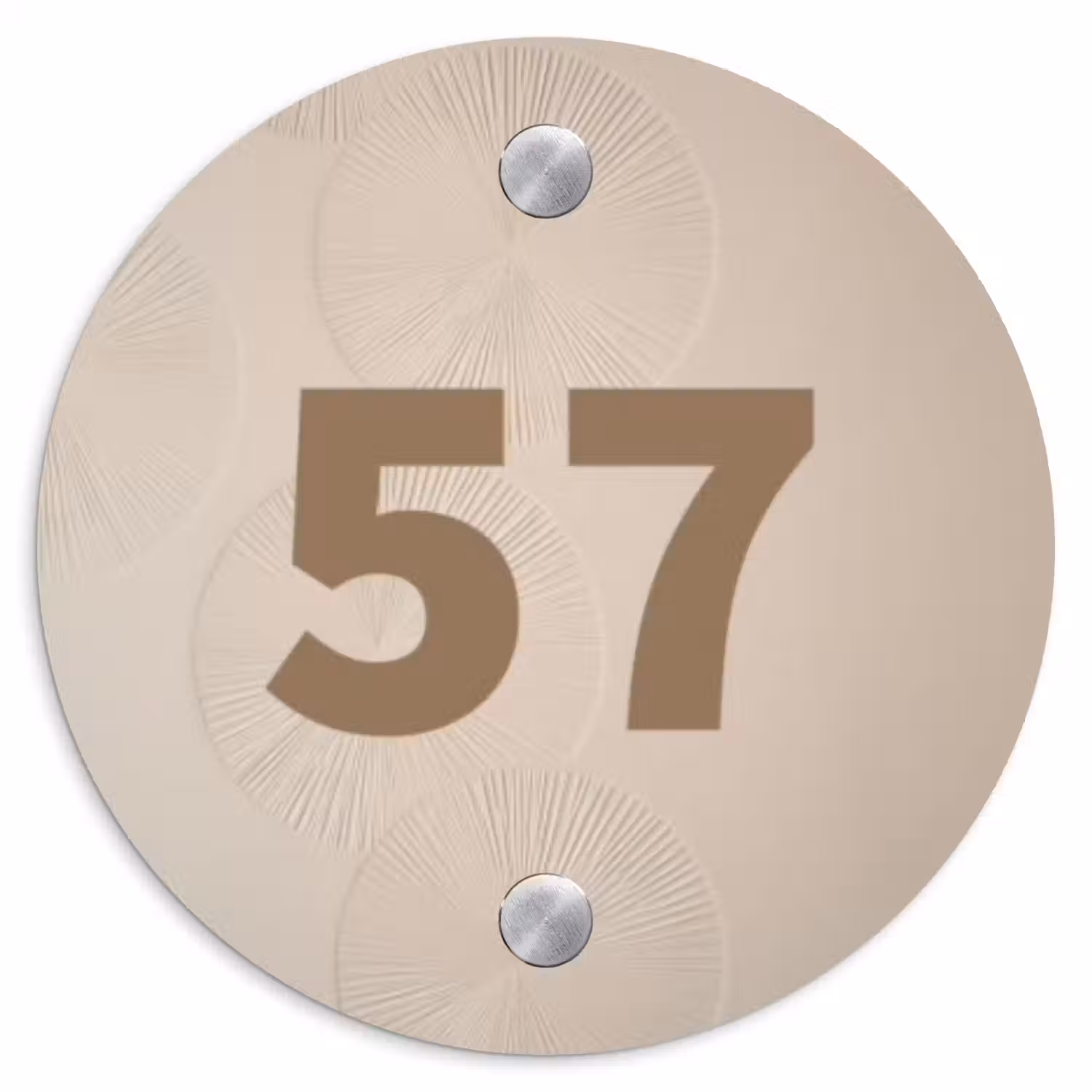 Beige reliëf lijnen - Traditioneel Naambord Rond klein -3d