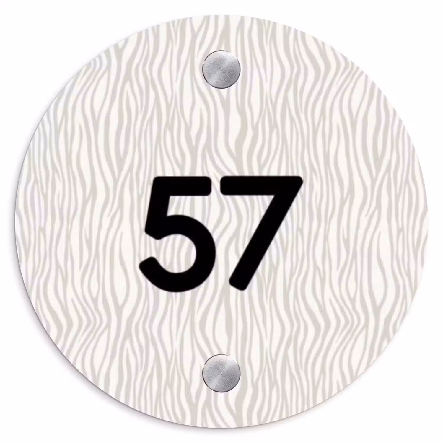 Beige golvende strepen - Traditioneel Naambord Rond klein -3d