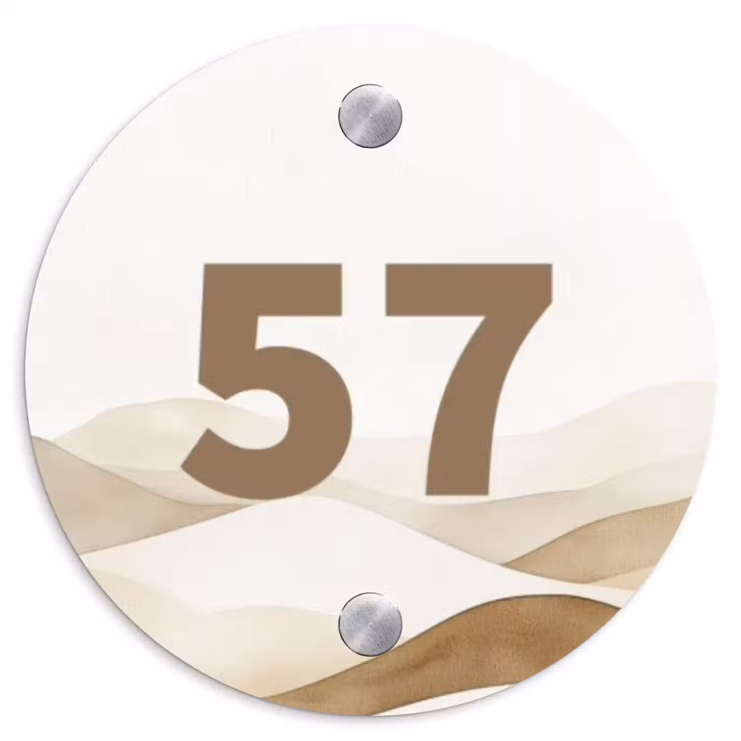 Beige landschap - Traditioneel Naambord Rond klein -3d