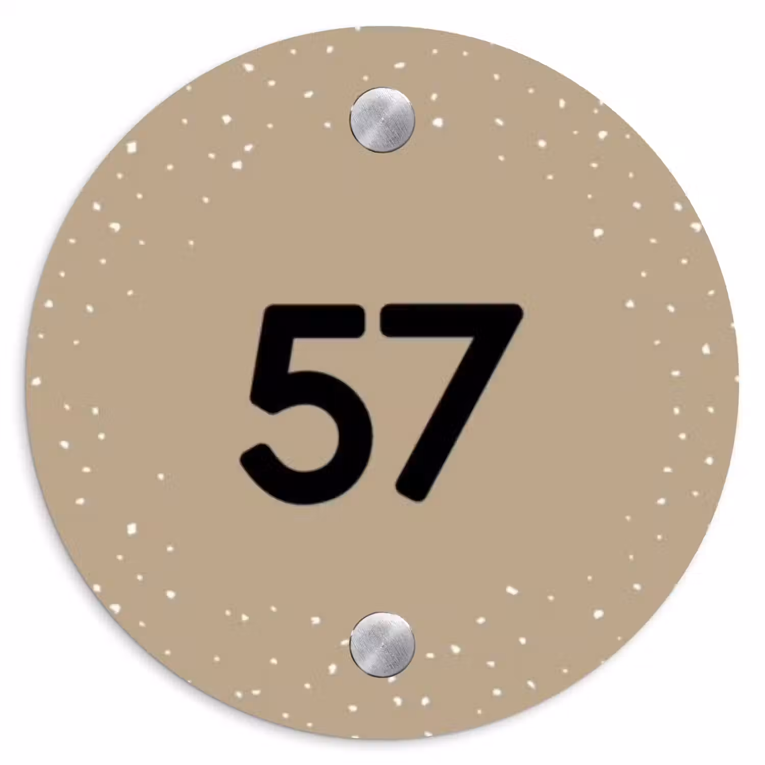 Beige met stippen - Traditioneel Naambord Rond klein -3d