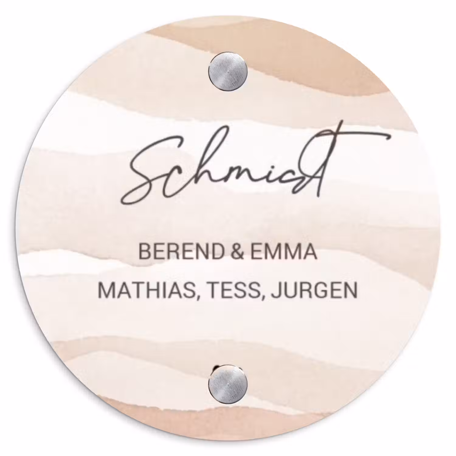 Beige lagen - Sierlijk Naambord Rond klein -3d