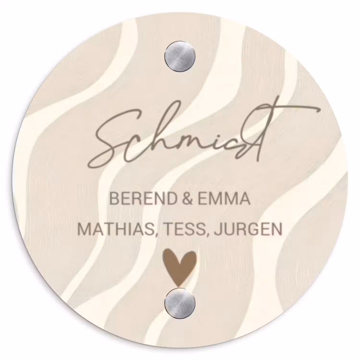 Beige golven - Sierlijk Naambord Rond klein -3d