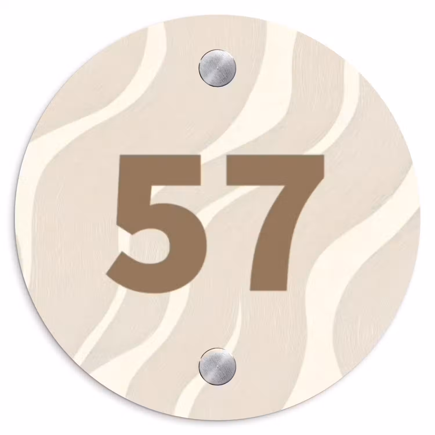 Beige golven - Traditioneel Naambord Rond klein -3d