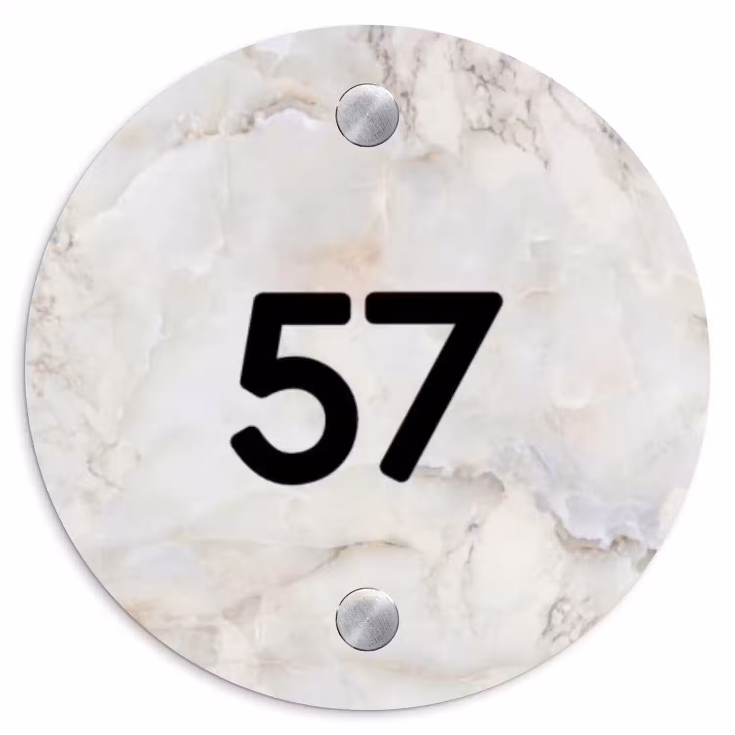 Beige marmer - Modern Naambord Rond klein -3d