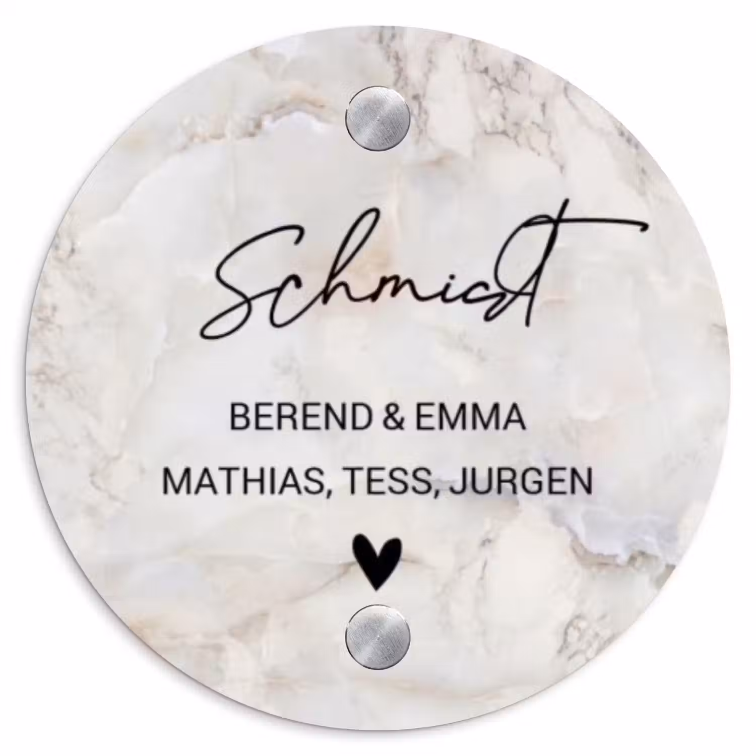 Beige marmer - Sierlijk Naambord Rond klein -3d