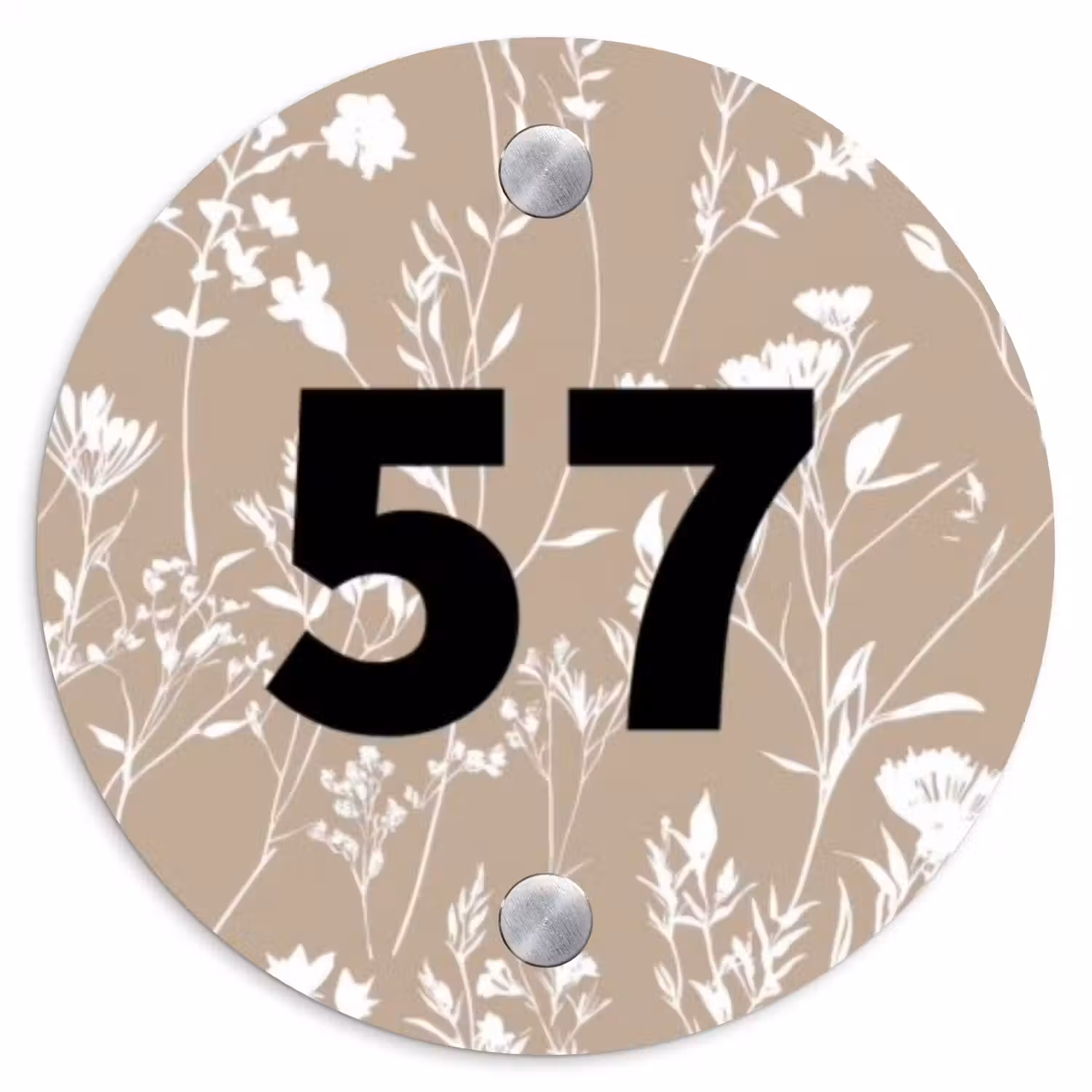Beiges Blumenmuster - Traditionell Naambord Rond klein -3d