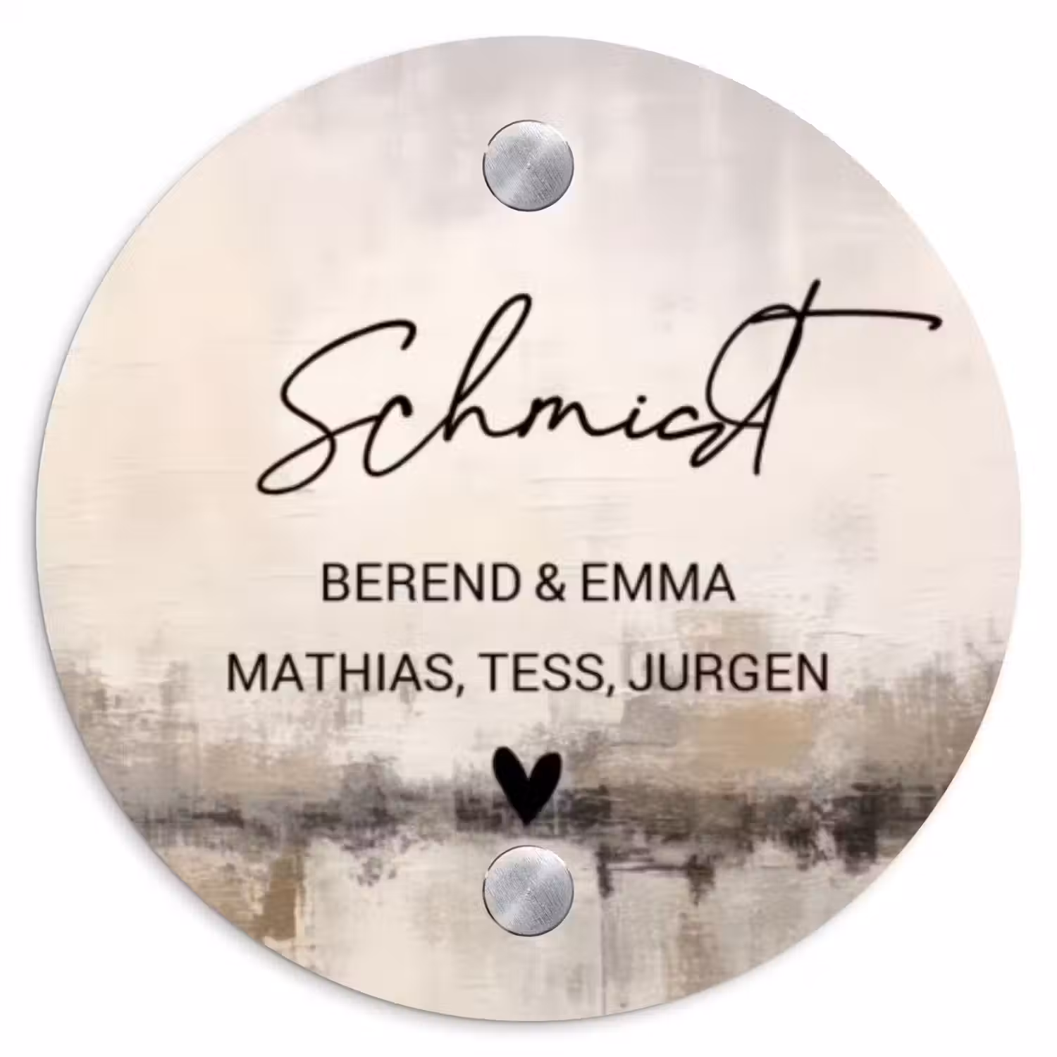 Geschilderd - Sierlijk Naambord Rond klein -3d