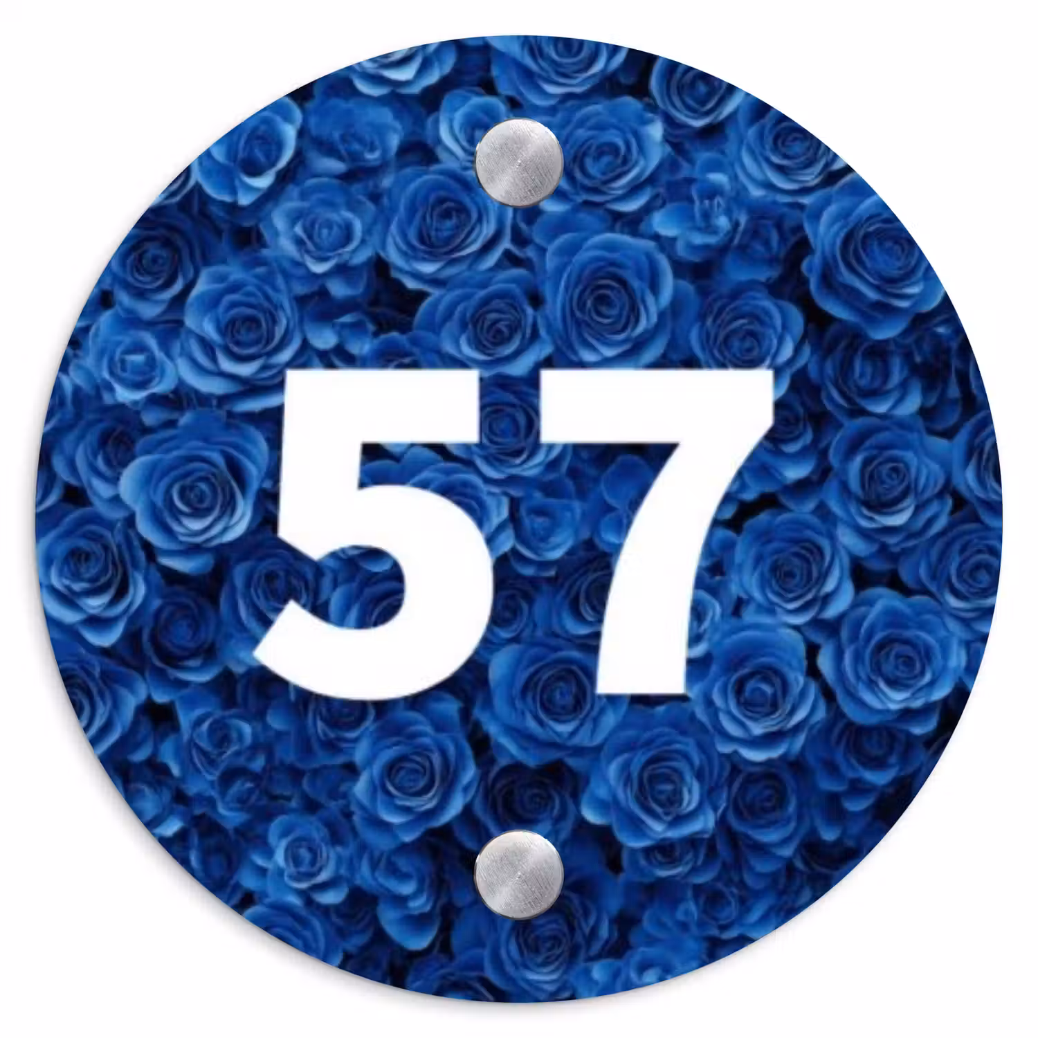 Blauwe rozen - Traditioneel Naambord Rond klein -3d