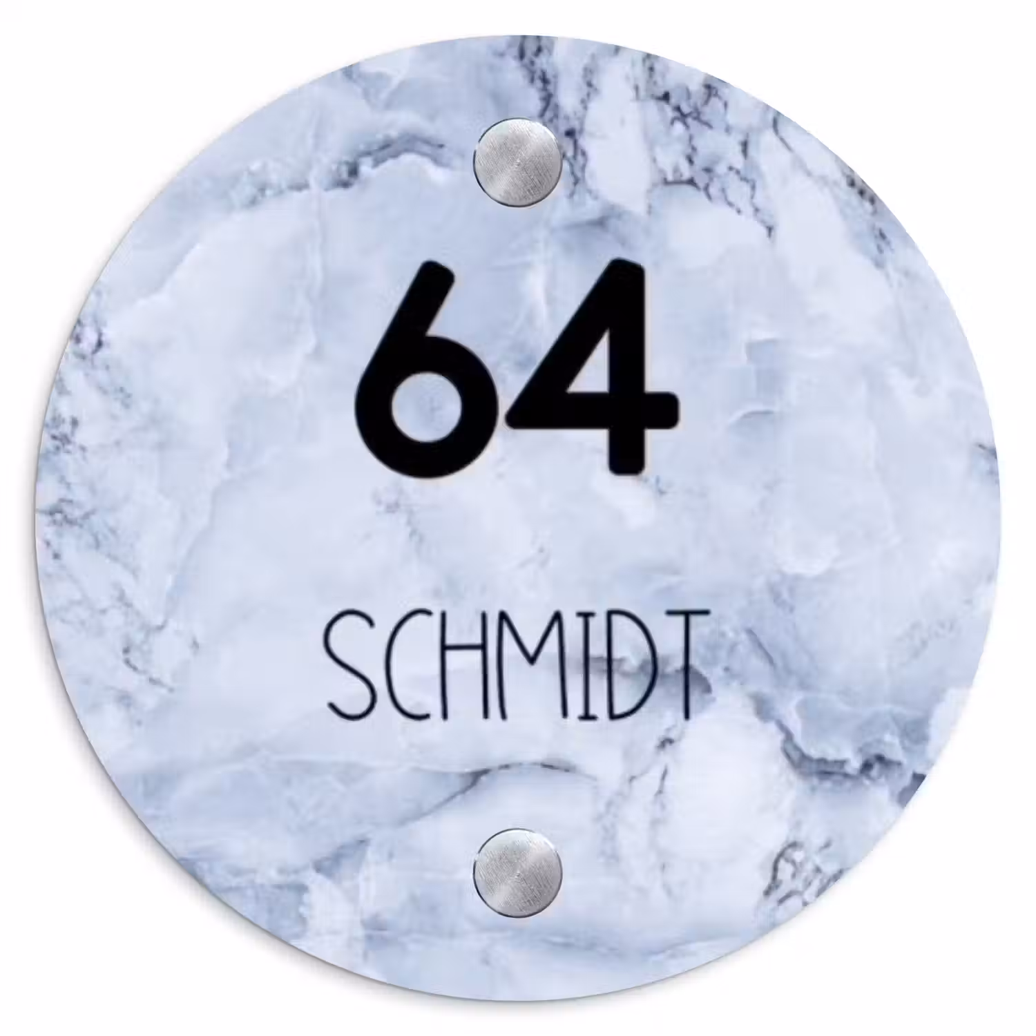 Blauw marmer - Modern Naambord Rond klein -3d
